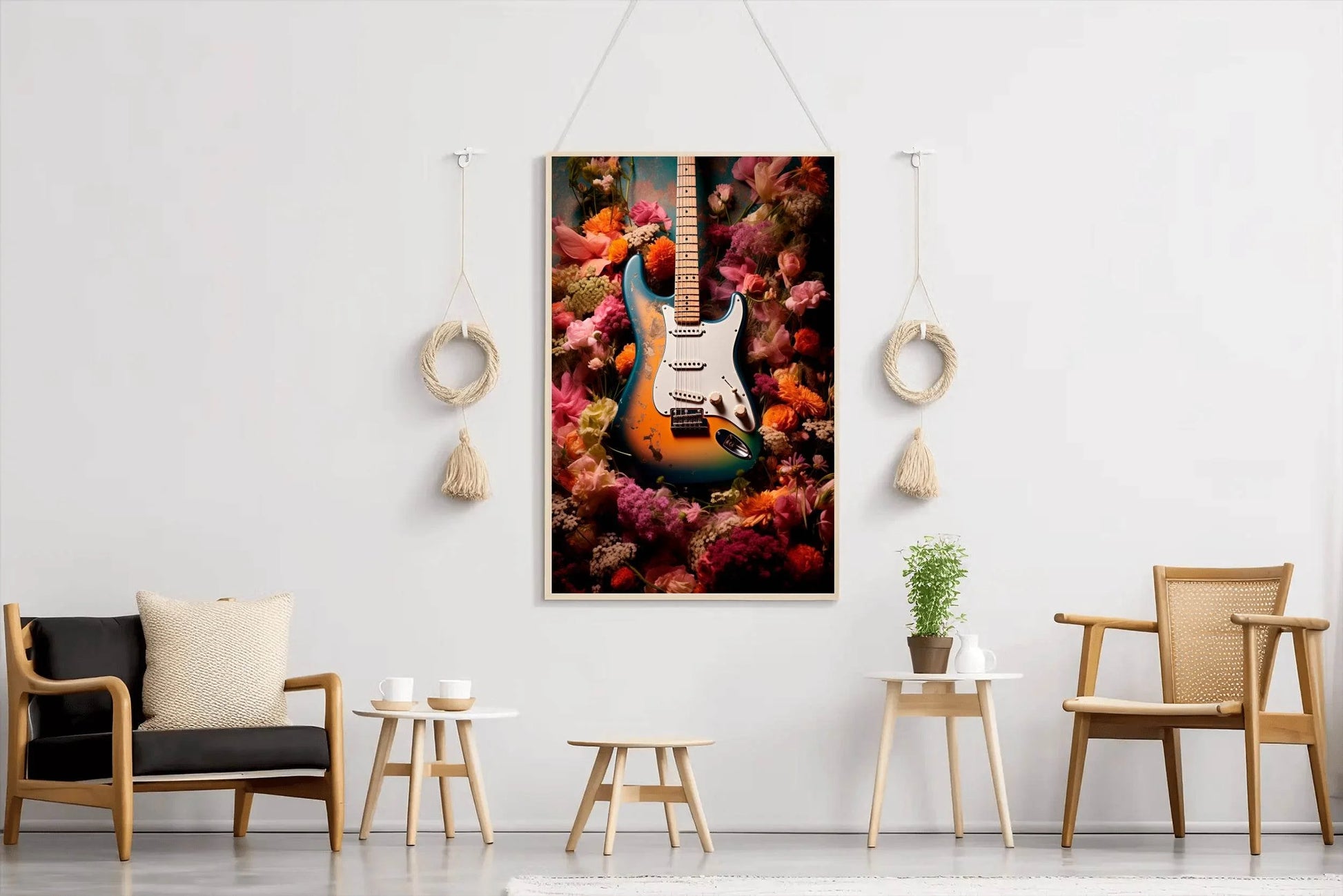Guitar With Spring Flowers Wall Art - beink online art store