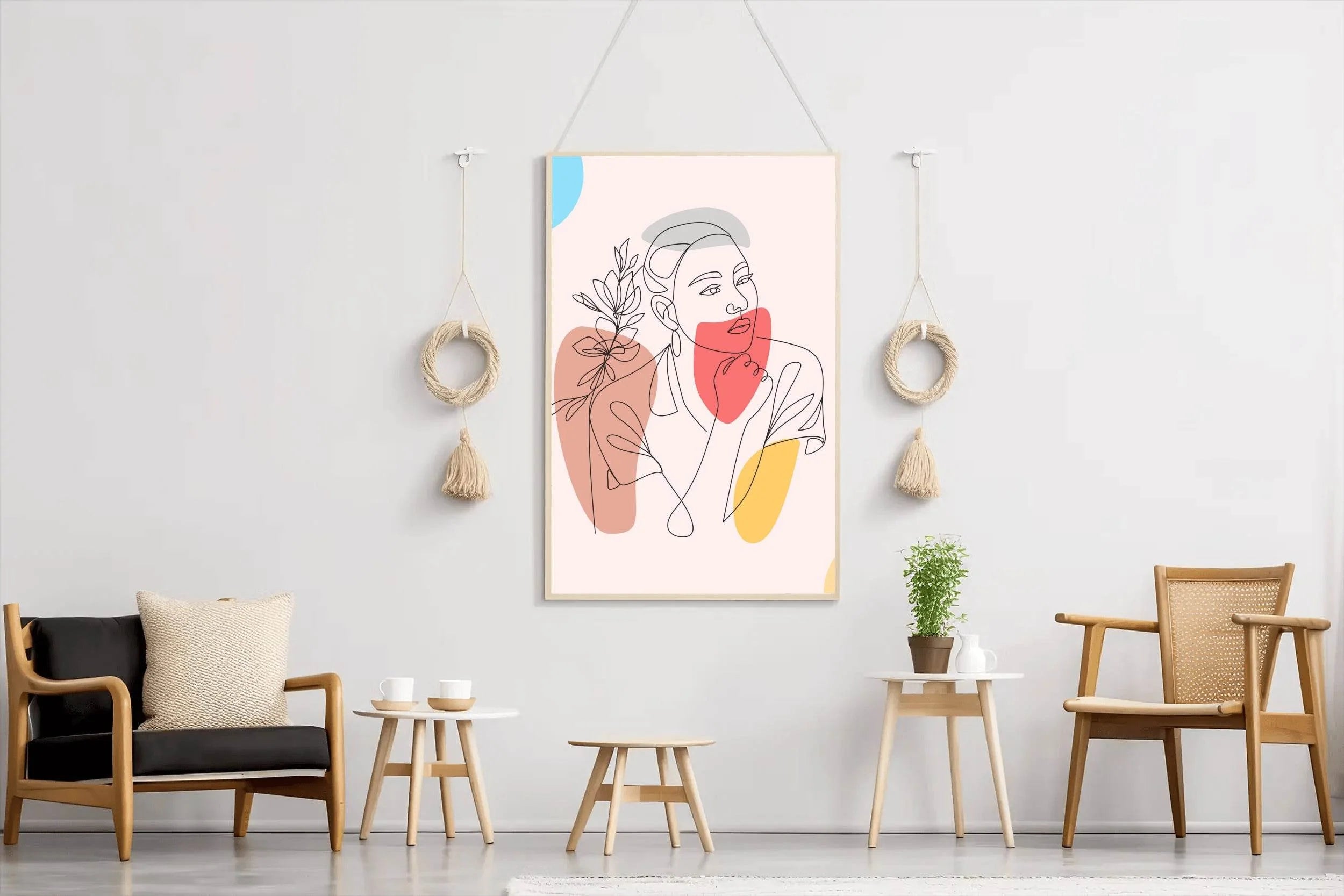 Minimal Design Of A Woman's Face Wall Art - beink online art store