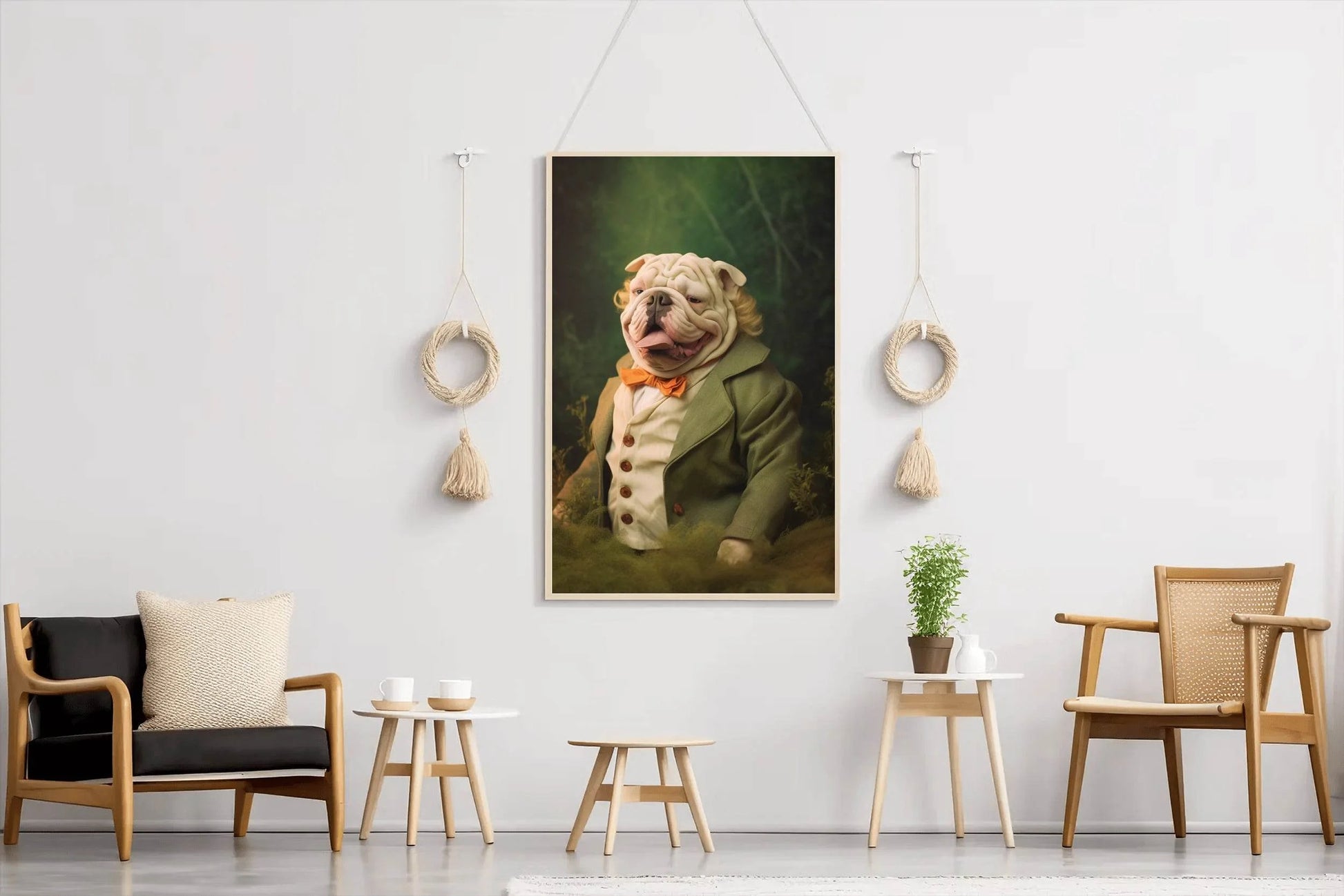 Comical Bulldog Wearing Coat Animal Wall Art - beink online art store