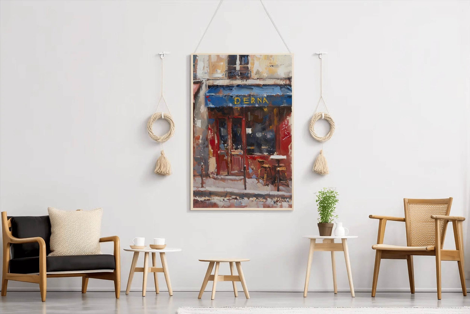 Oil Painting Of A Cafe Wall Art - beink online art store
