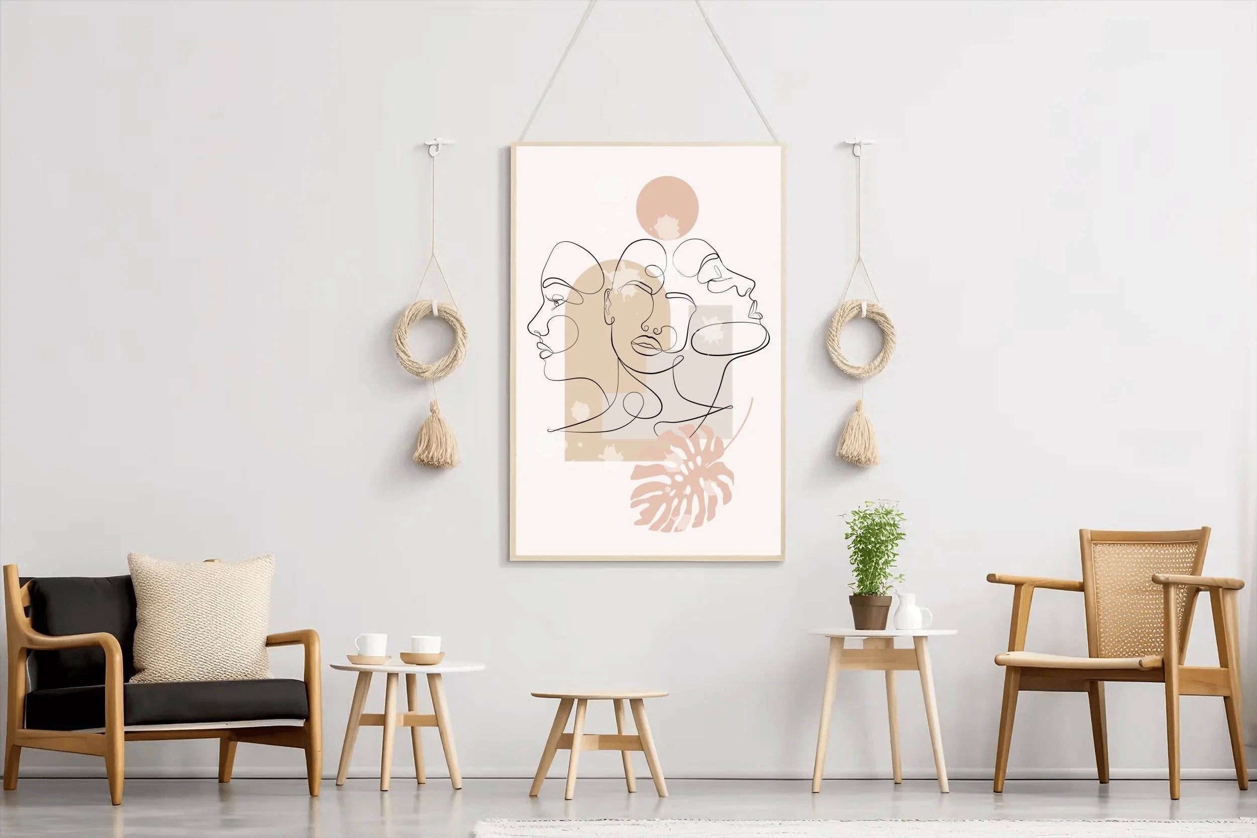 Minimal Design of Three Face Wall Art - beink online art store