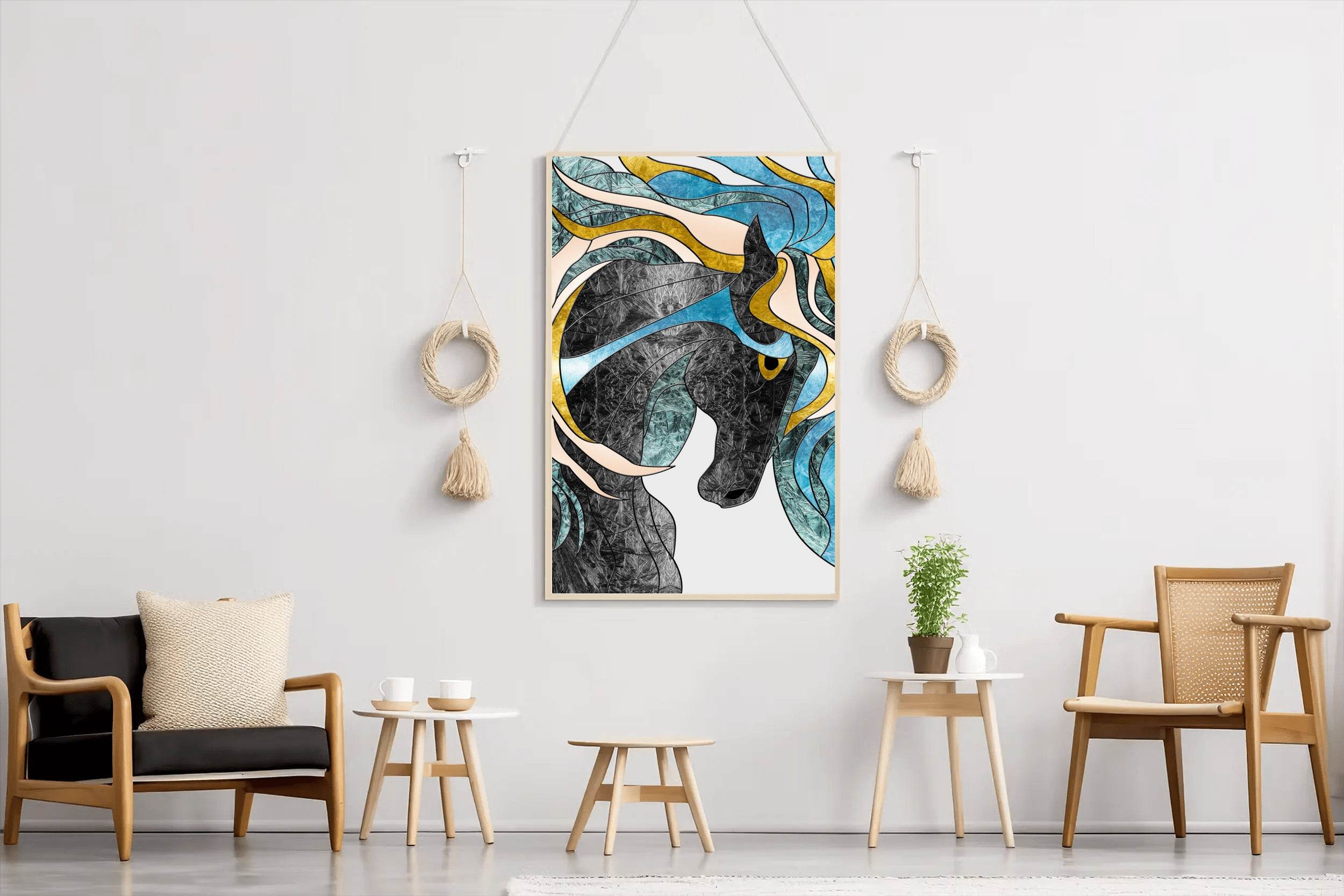 Stained Glass Stallion Modern Wall Art - beink online art store