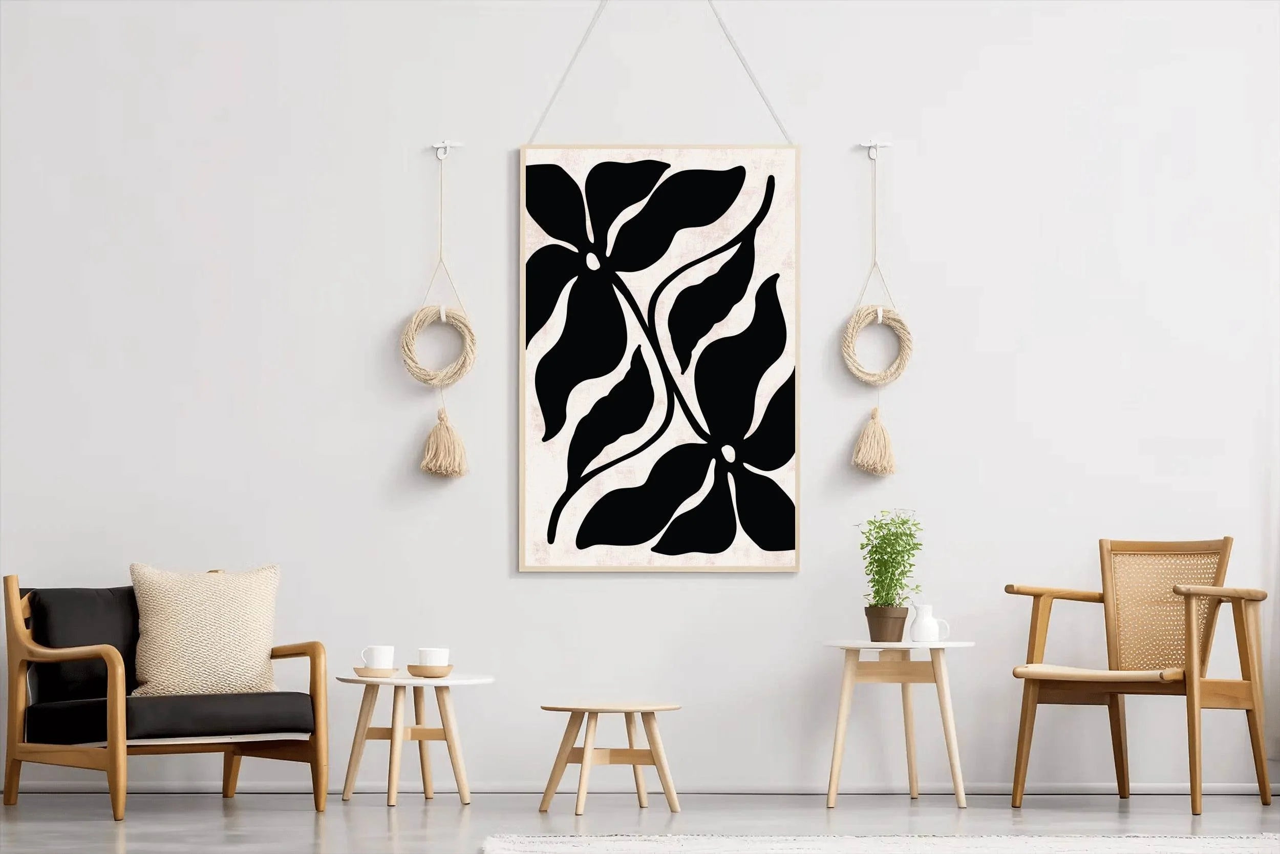 Black and White Floral Pattern ArtWork - beink online art store
