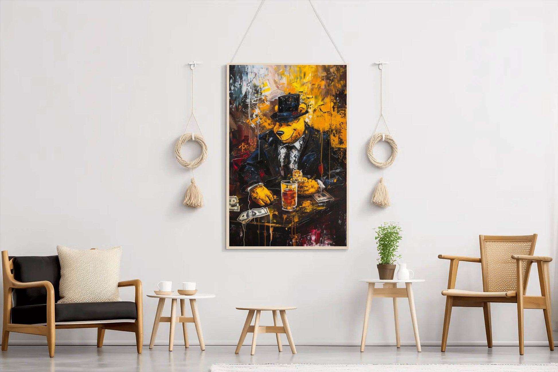Painting of a Bear Dressed in a Suit and Hat - beink online art store