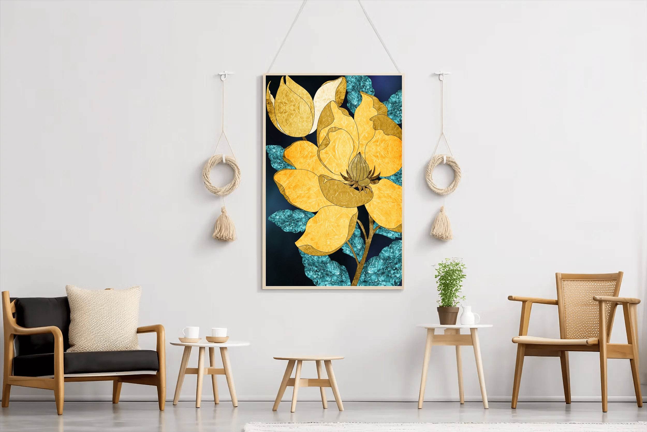 Golden Bloom Modern Wall Art - beink online art store