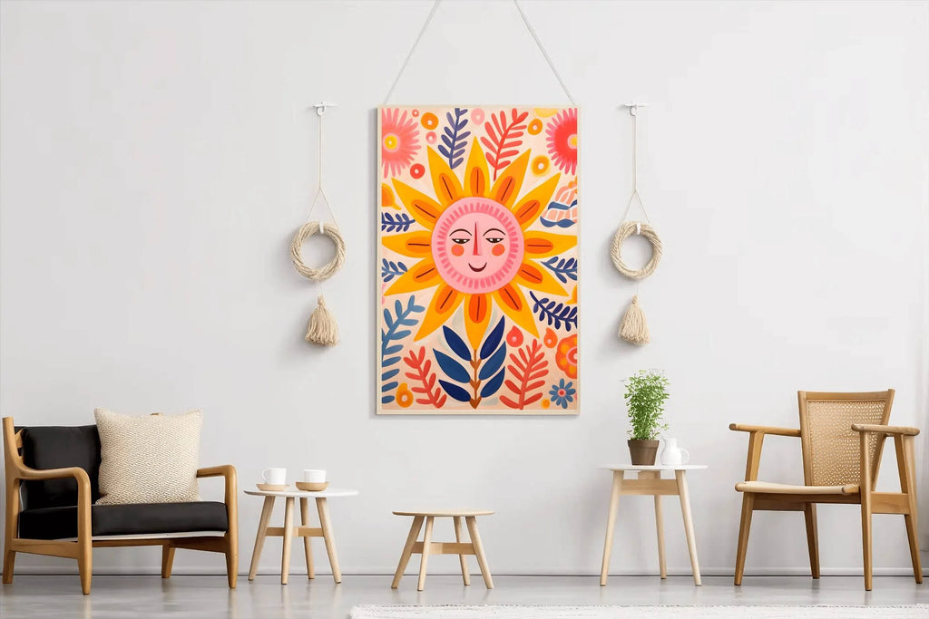 Drawing of Smiling Sun Wall Art - beink online art store