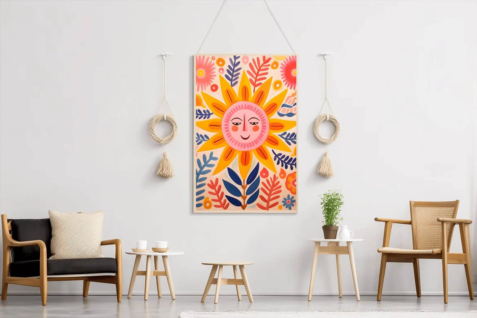Drawing of Smiling Sun Wall Art - beink online art store