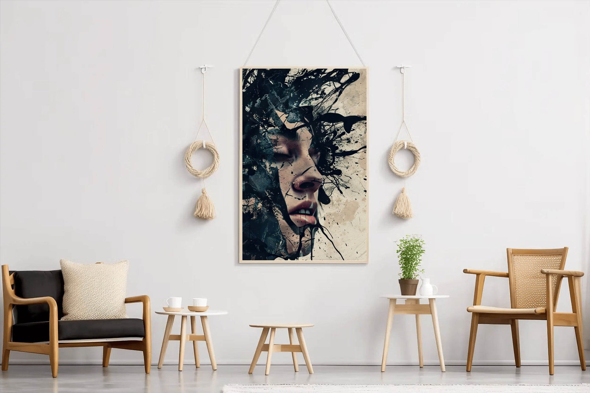 Men Face With Paint Splash Digital Art - beink online art store