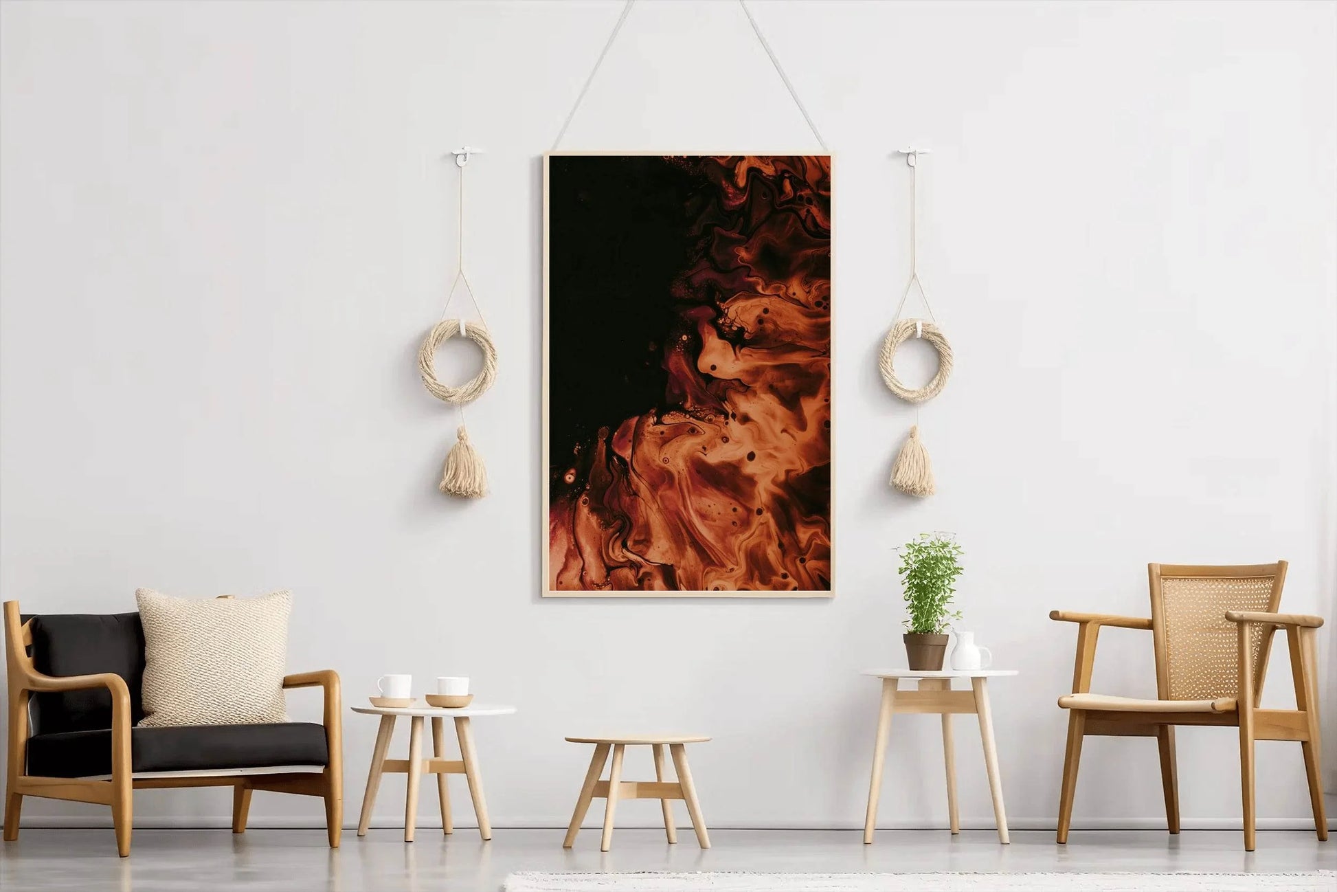 Fire Burning Brush Strokes Abstract Wall Art - beink online art store