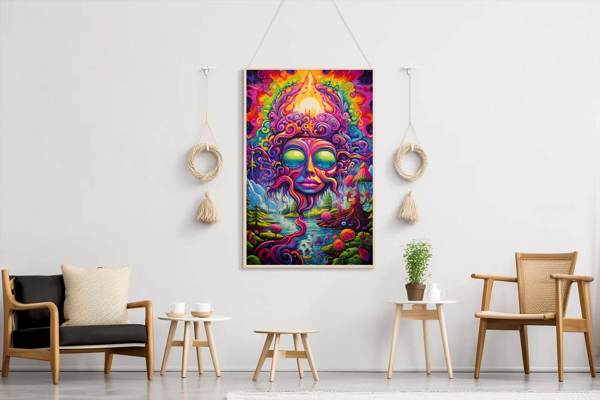 Painting of a Colorful Face Many Objects - beink online art store