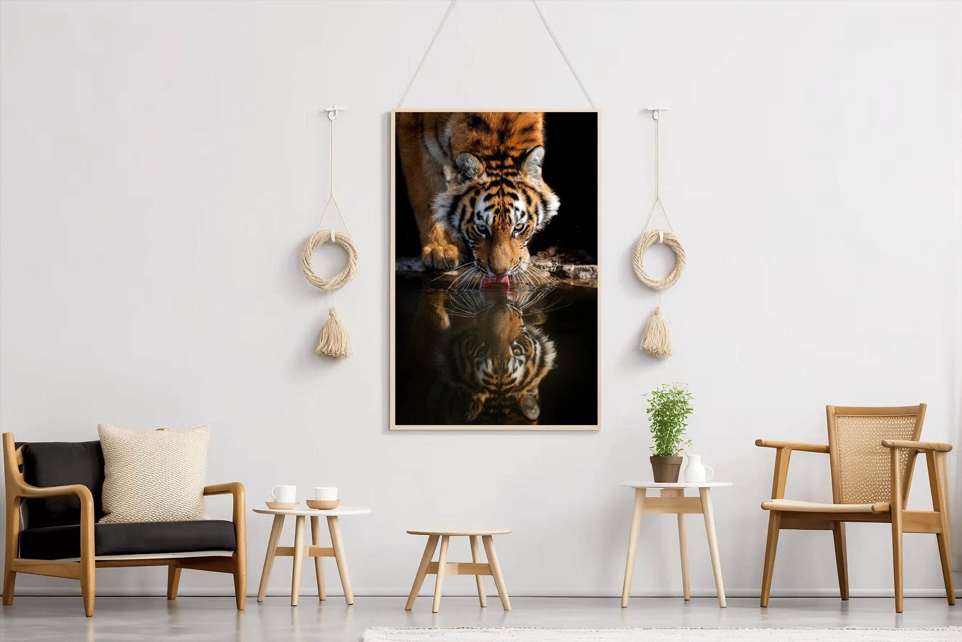 Bengal Tiger Drinking Water Animal Wall Art - beink online art store