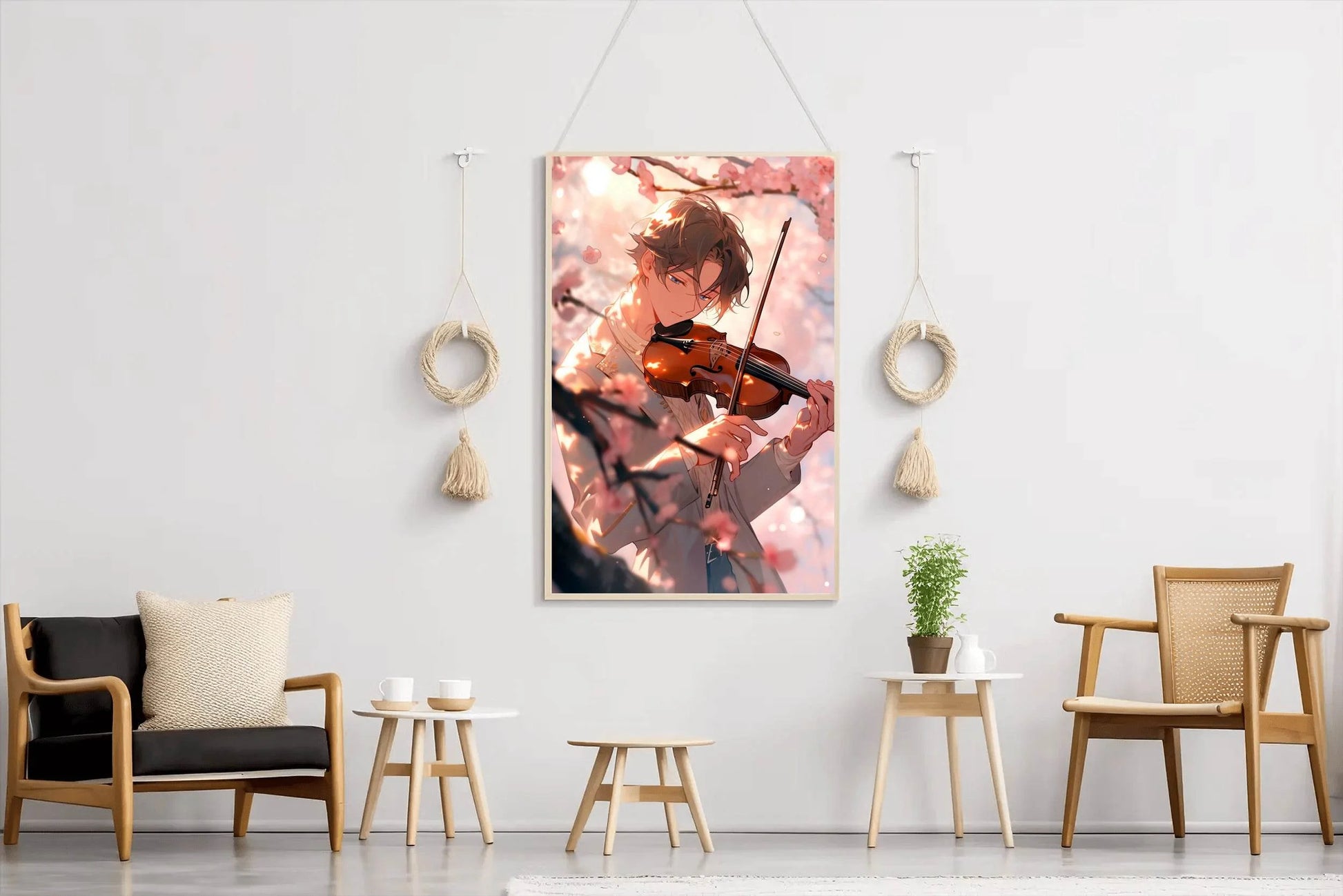 Young Anime Boy Playing violin Wall Art - beink online art store