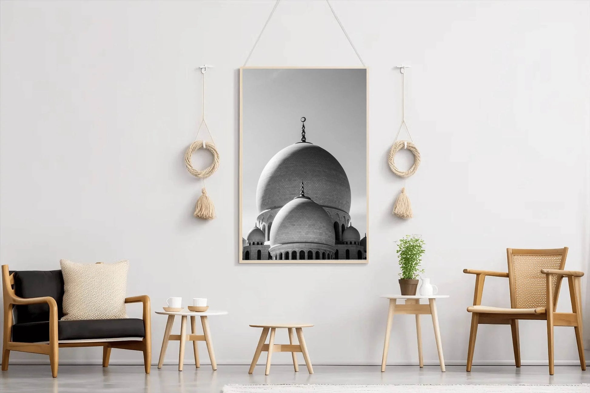 Abu Dhabi Grand Mosque Black & White Wall Art - beink online art store