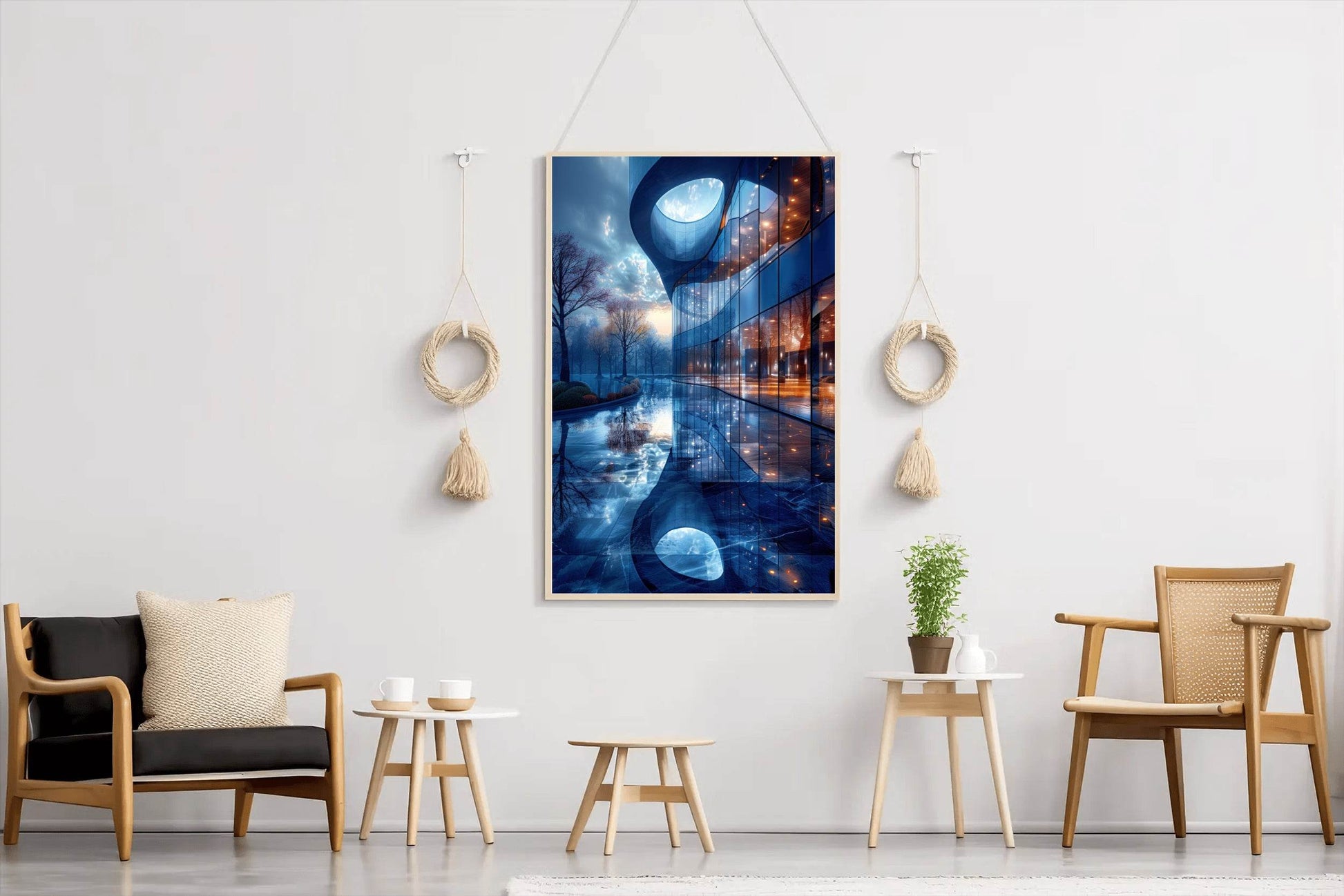 Blue Glass Building Wall Art - beink online art store