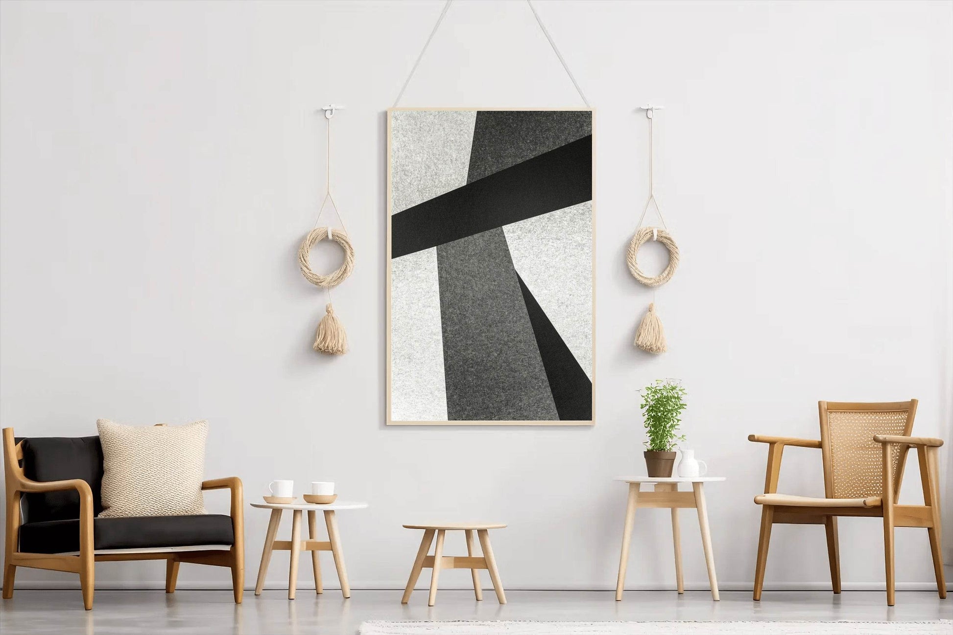 Black and White Lines Abstract Wall Art - beink online art store