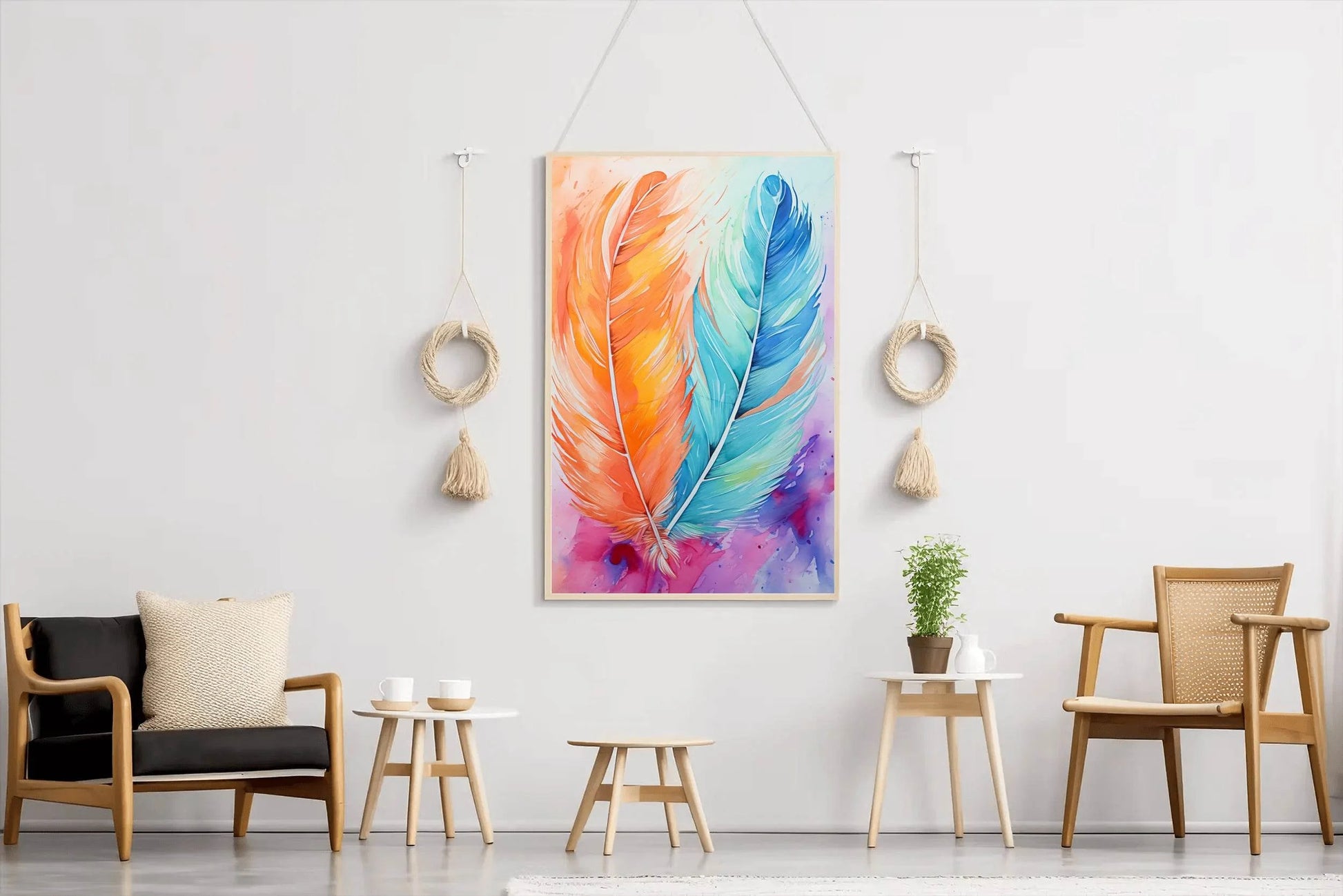Painting Colored Feathers Wall Art - beink online art store