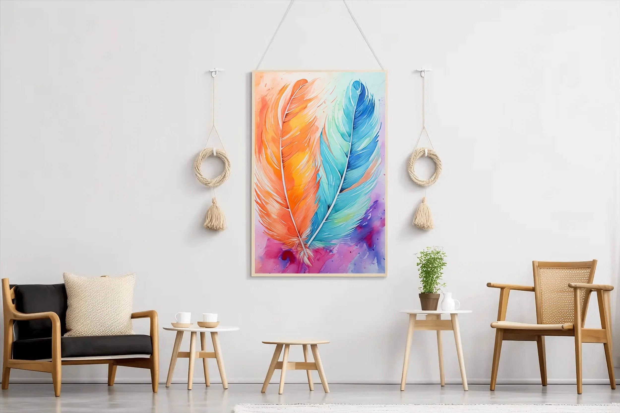 Painting Colored Feathers Wall Art - beink online art store