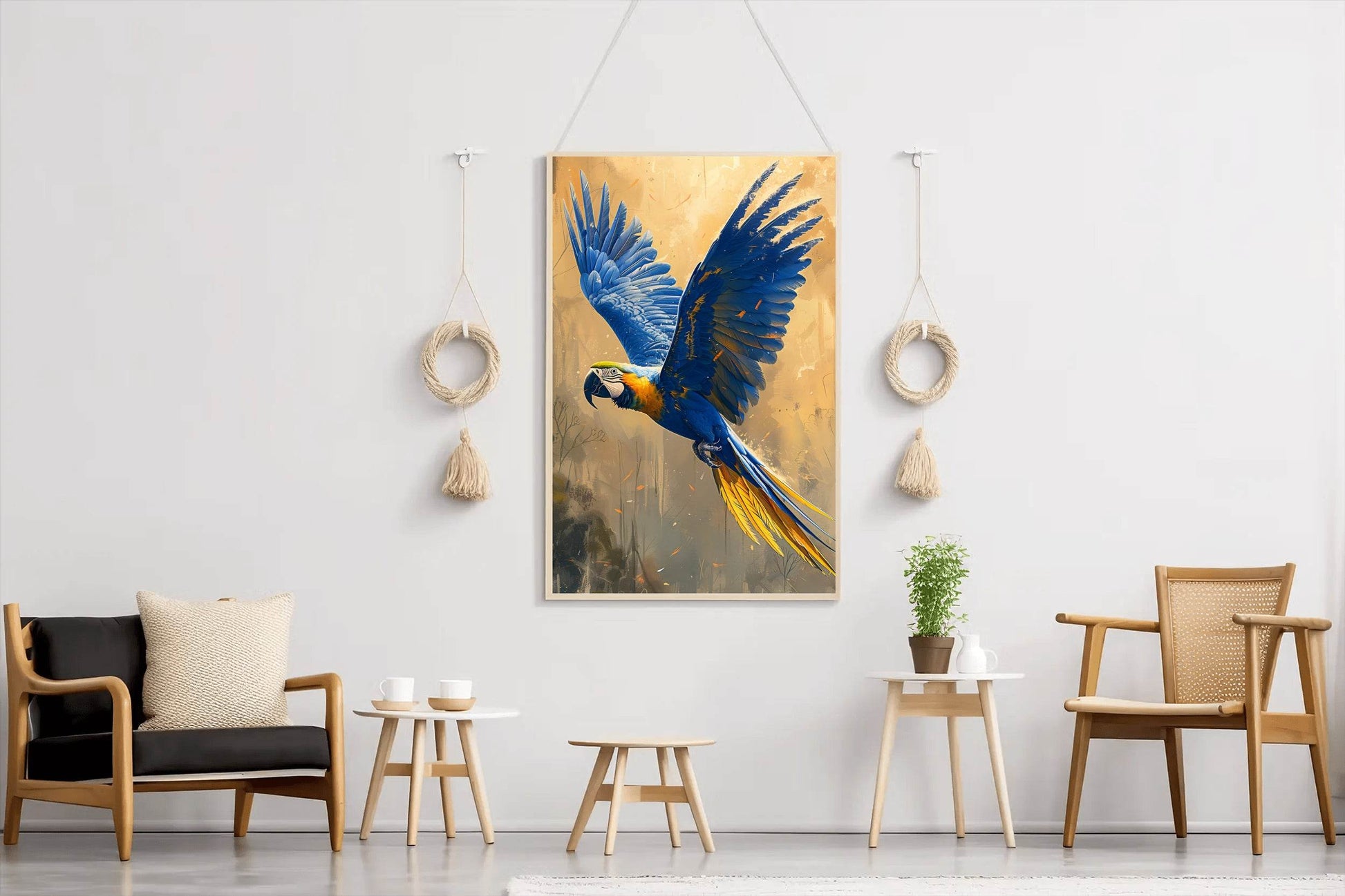 Painting of Blue Flying Macaw - beink online art store