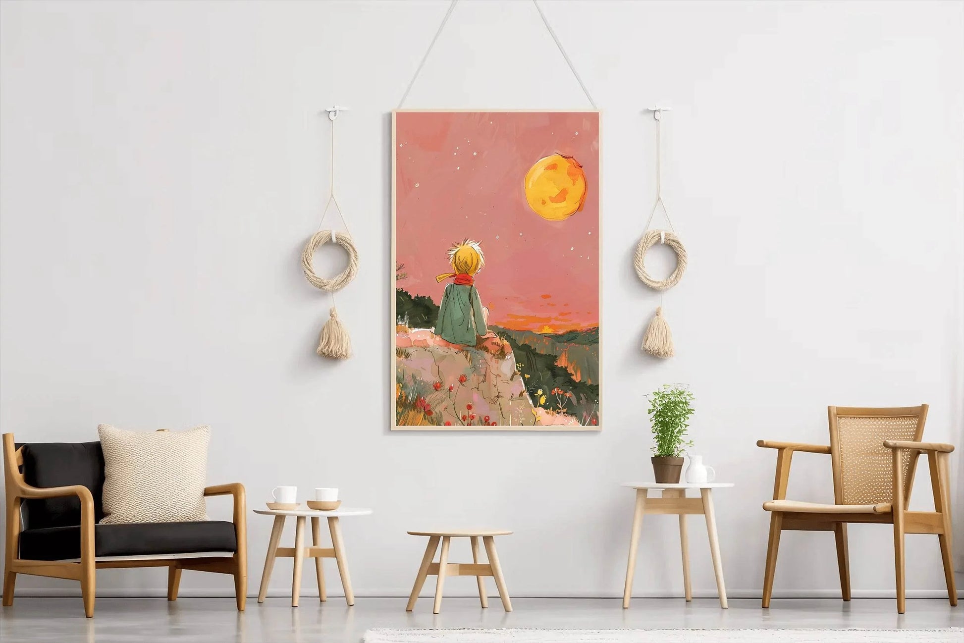 Boy Sitting on the Edge of the Mountain - beink online art store