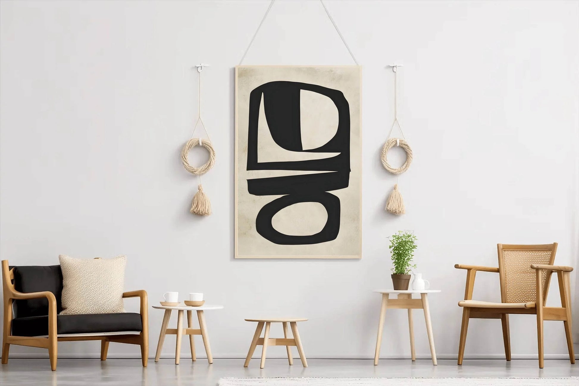 Hand Drawn Black Geometric Shapes Modern Wall Art - beink online art store