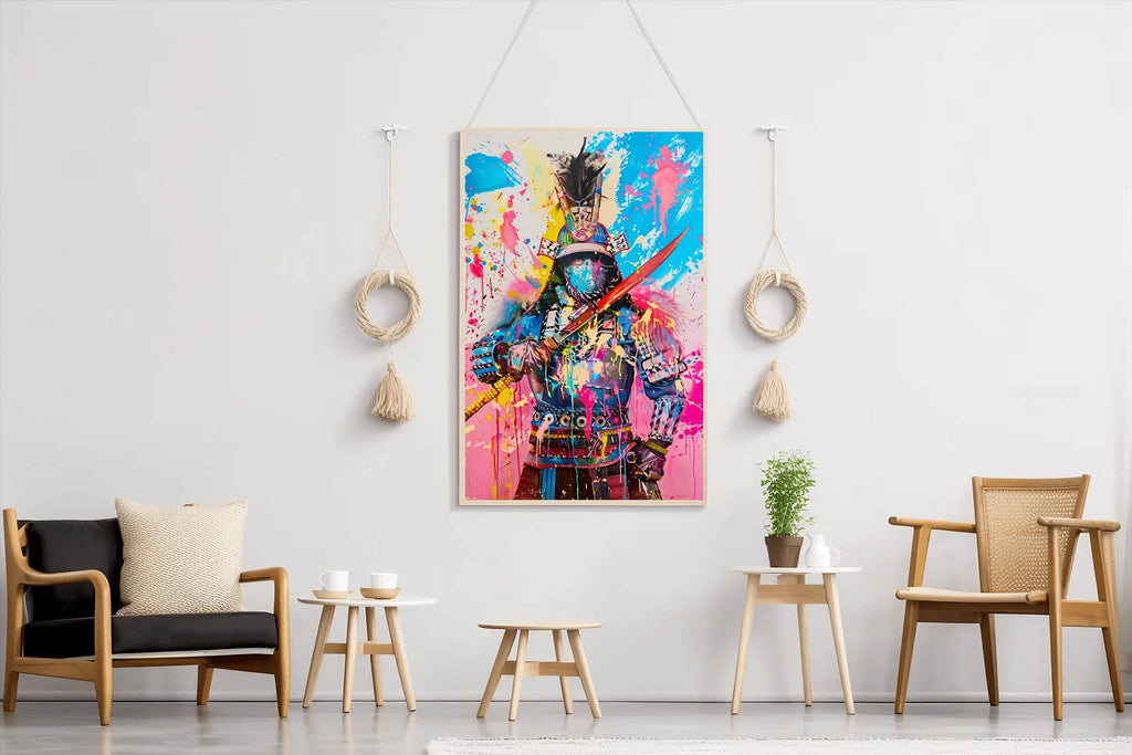 Futuristic Samurai Warrior in Vibrant Colors Wall Art - beink online art store