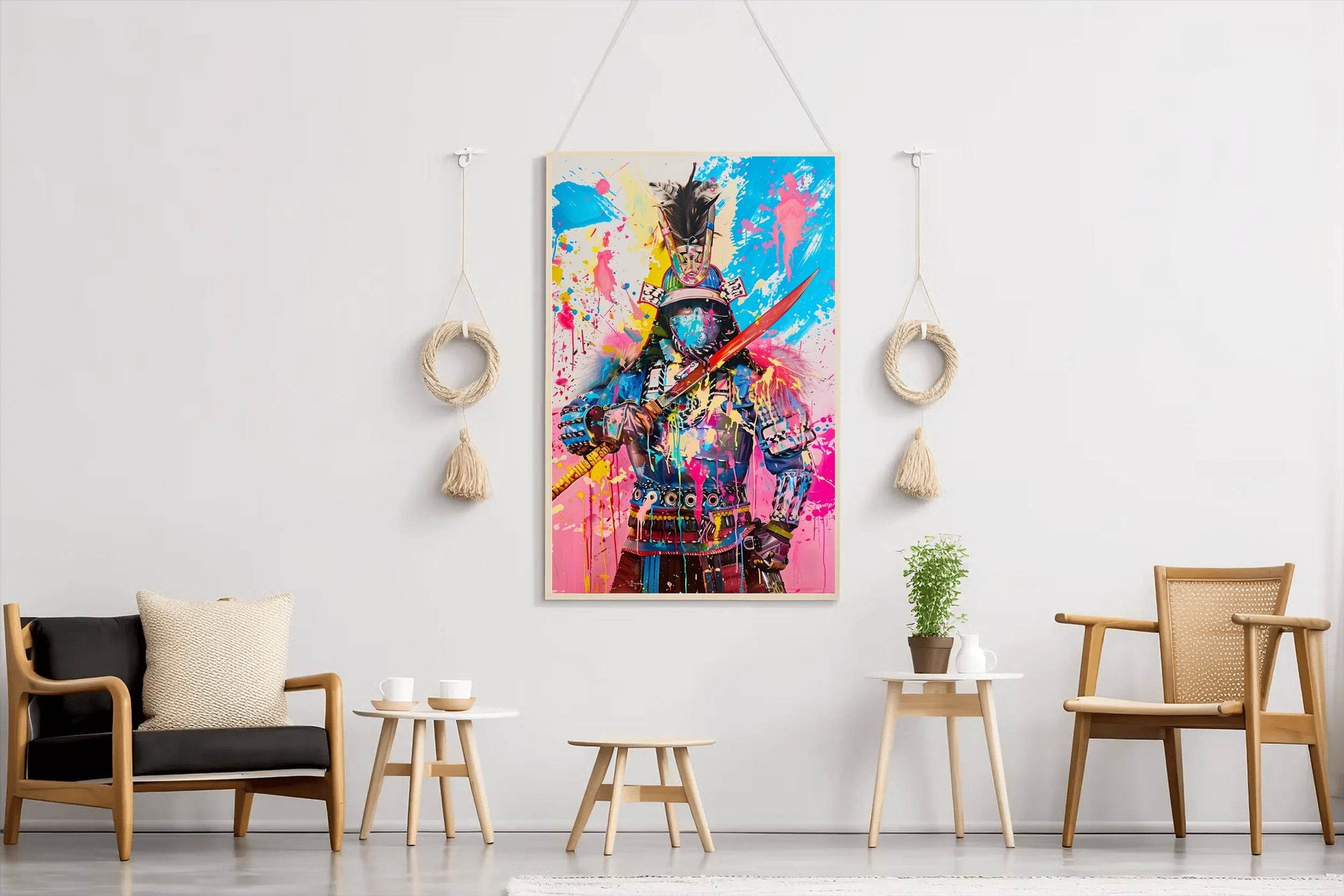 Futuristic Samurai Warrior in Vibrant Colors Wall Art - beink online art store