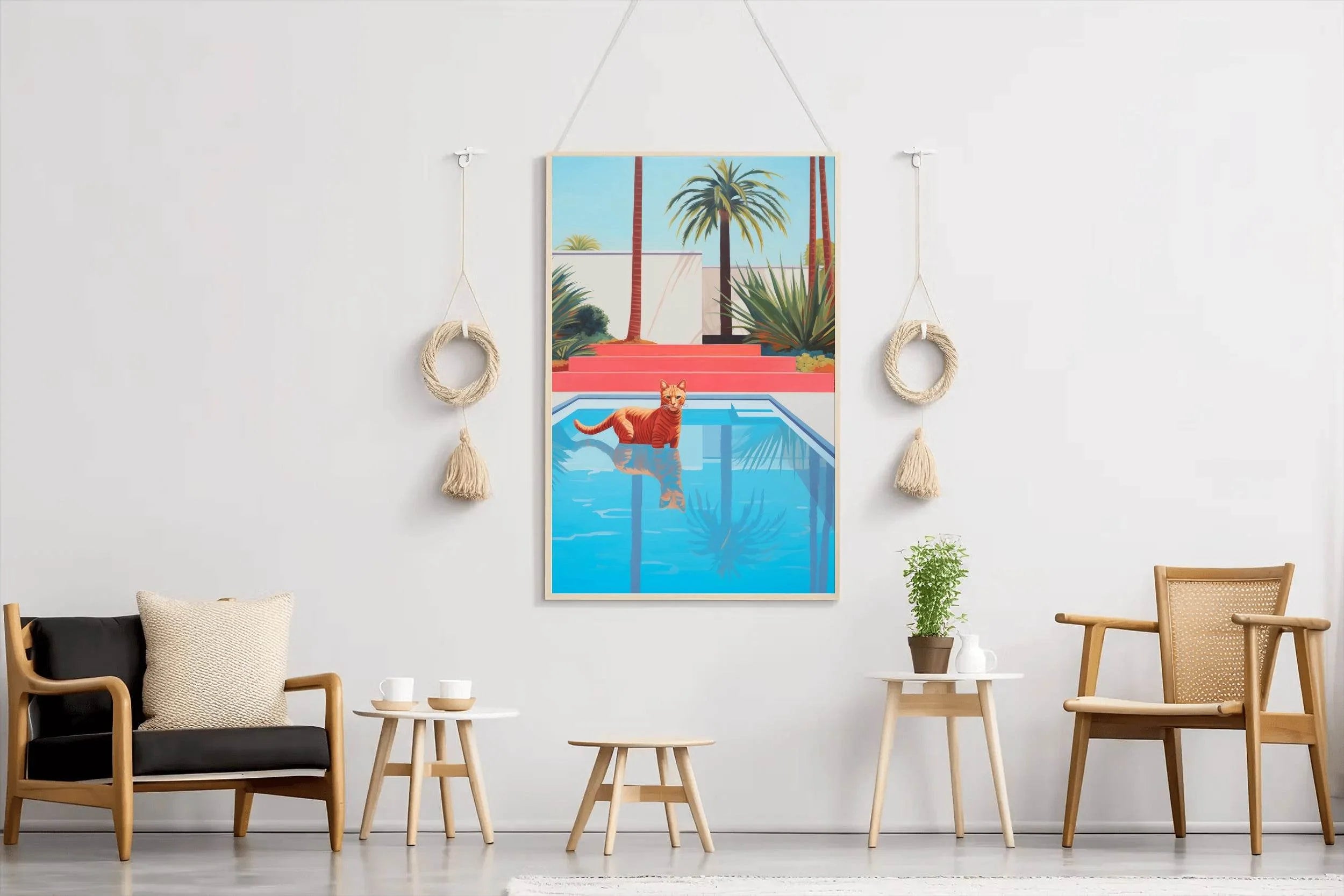 Cat Cool on Poolside Modern Wall Art - beink online art store