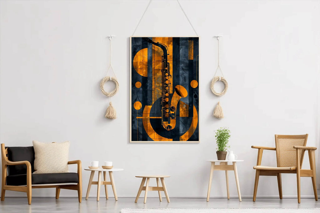 Saxophone With Yellow Lines Wall Art - beink online art store