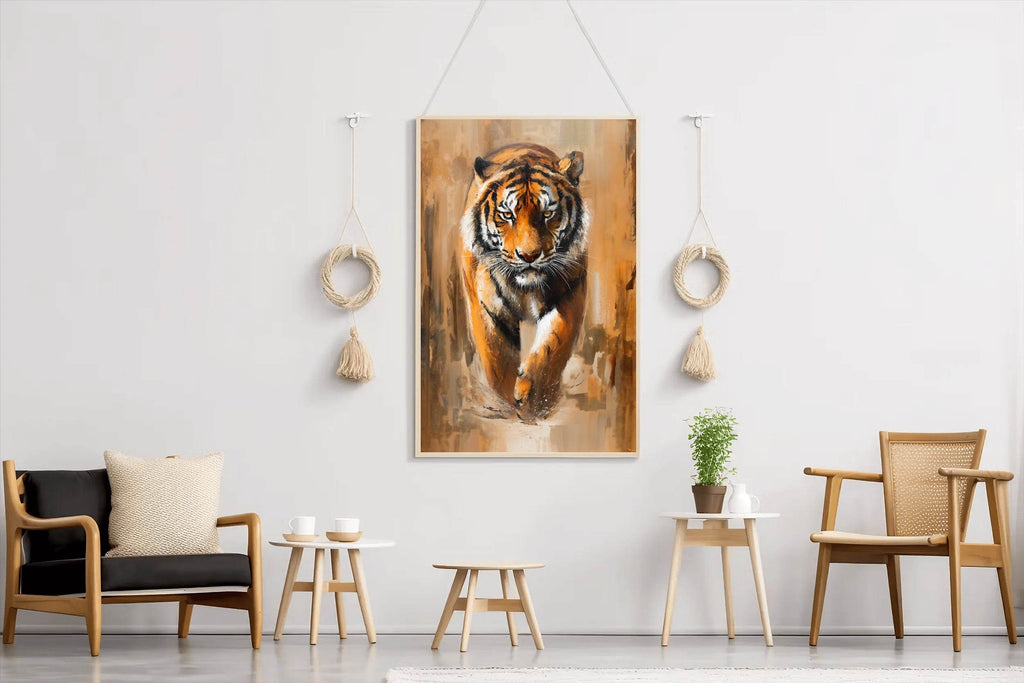 Colorful Water Color Paint of Walking Tiger Illustration - beink online art store