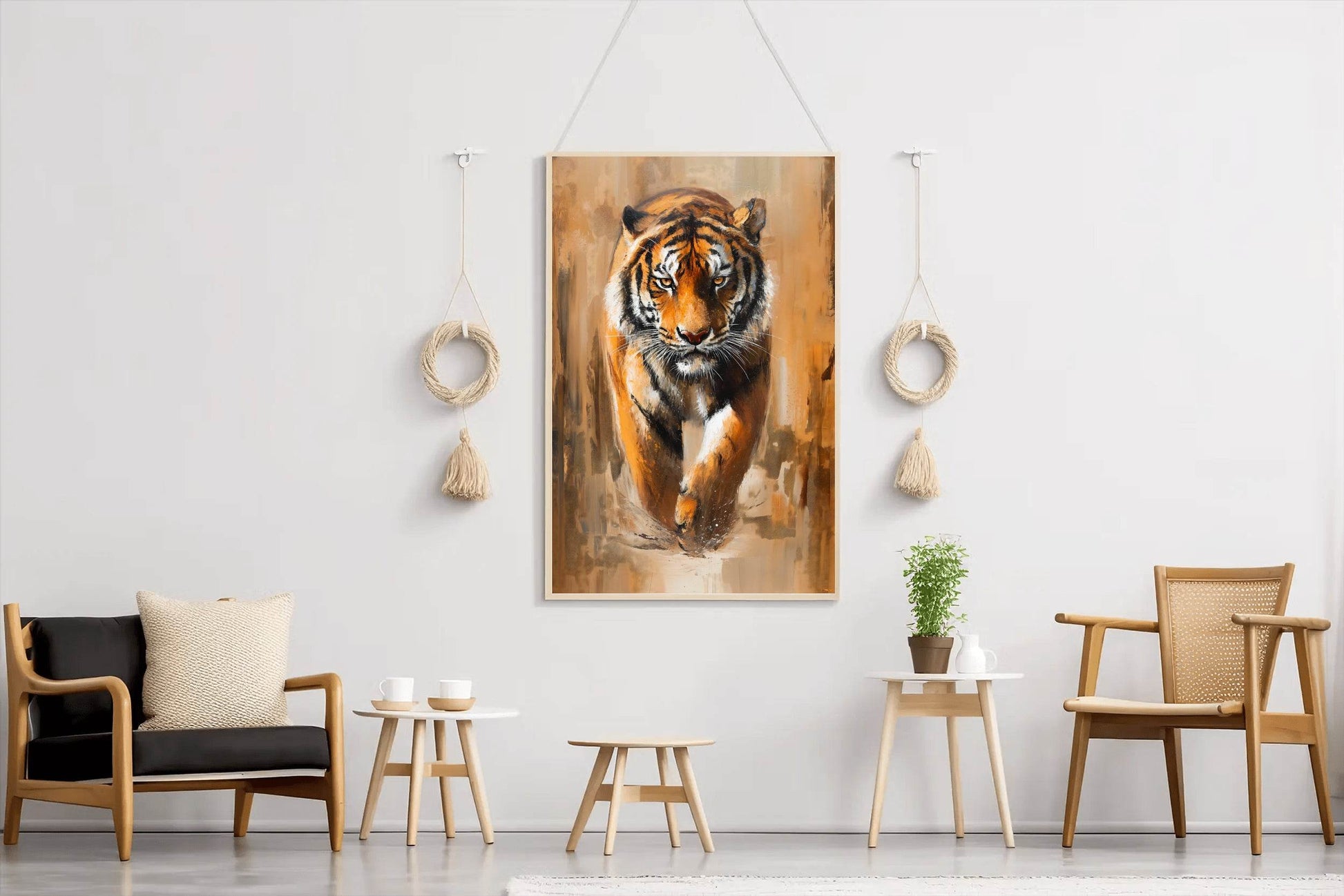 Colorful Water Color Paint of Walking Tiger Illustration - beink online art store