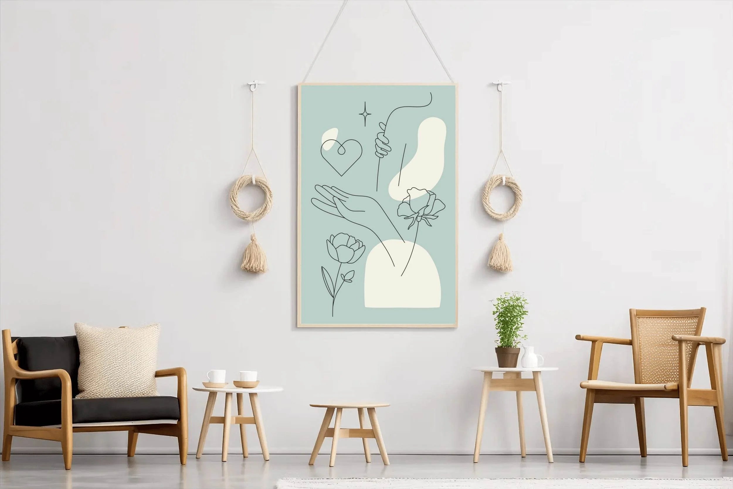 Minimal Design of Flowers Hands Wall Art - beink online art store