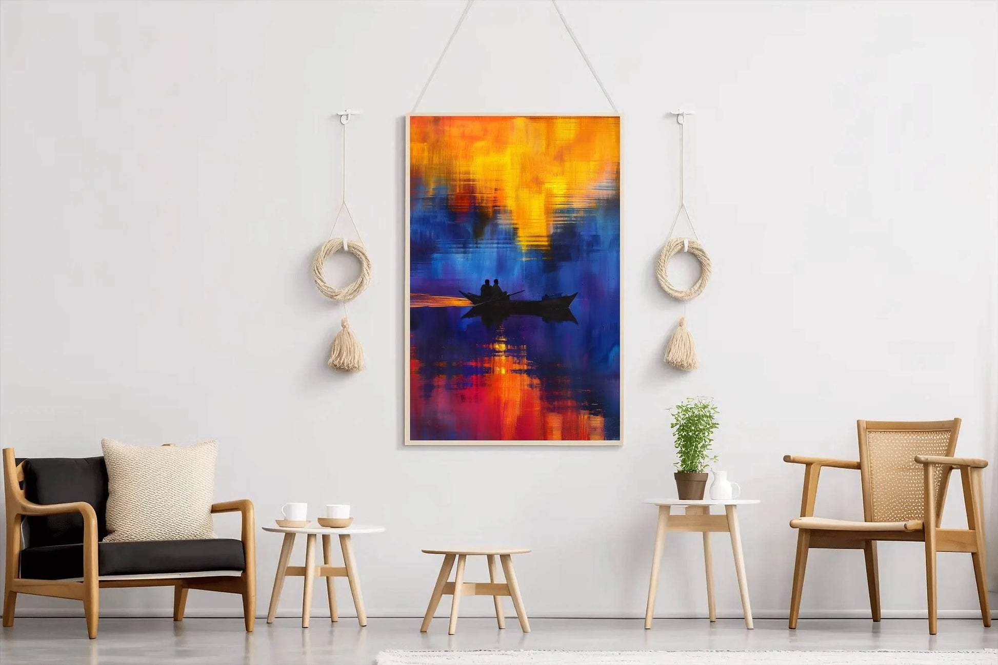 Watercolor Painting Of Boating On The River Wall Art - beink online art store
