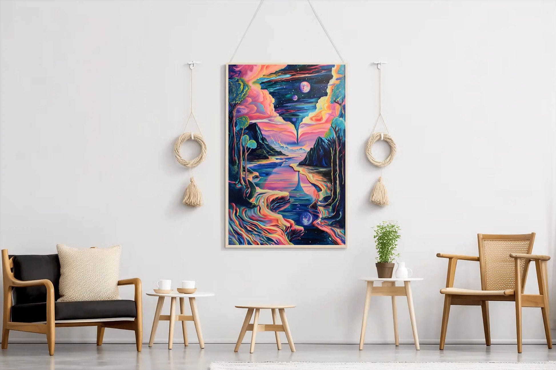 Painting of a night scene with a full moon Wall Art - beink online art store