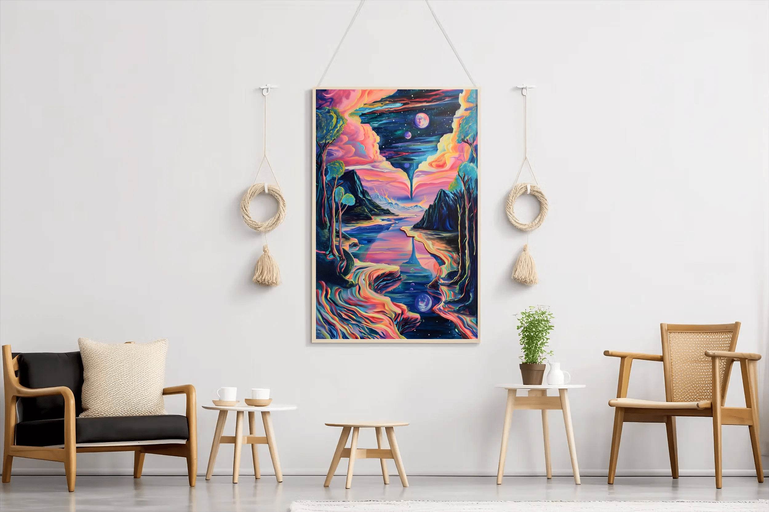 Painting of a night scene with a full moon Wall Art - beink online art store