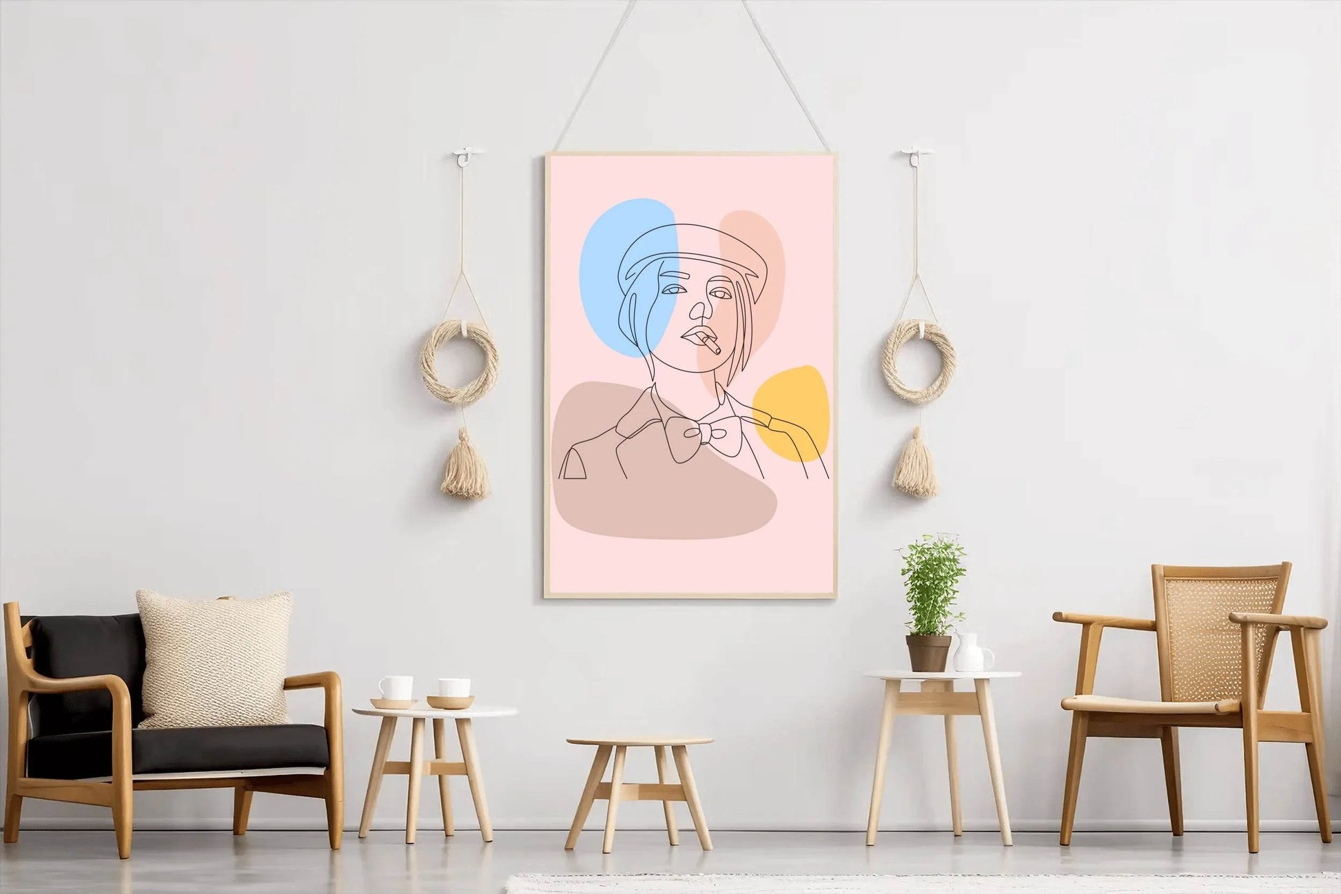 Smoking Girl With a Hat Wall Art - beink online art store