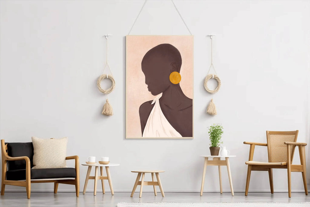Portrait of A Black Woman With Earrings Wall Art - beink online art store