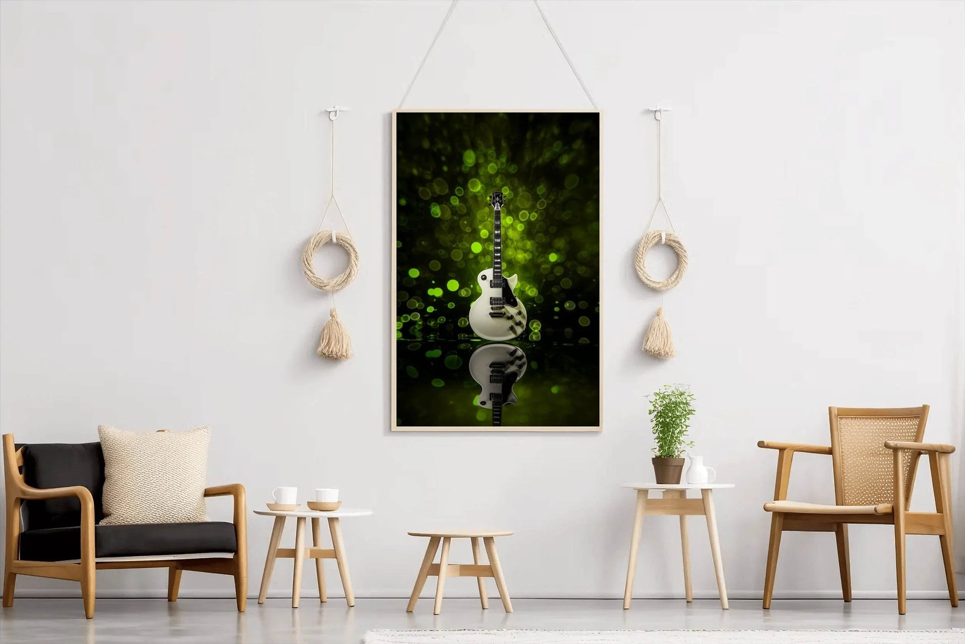 Electric Guitar With Green Background Wall Art - beink online art store