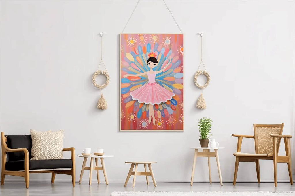 Ballet Cartoon Illustration of a Cute Little Girl - beink online art store