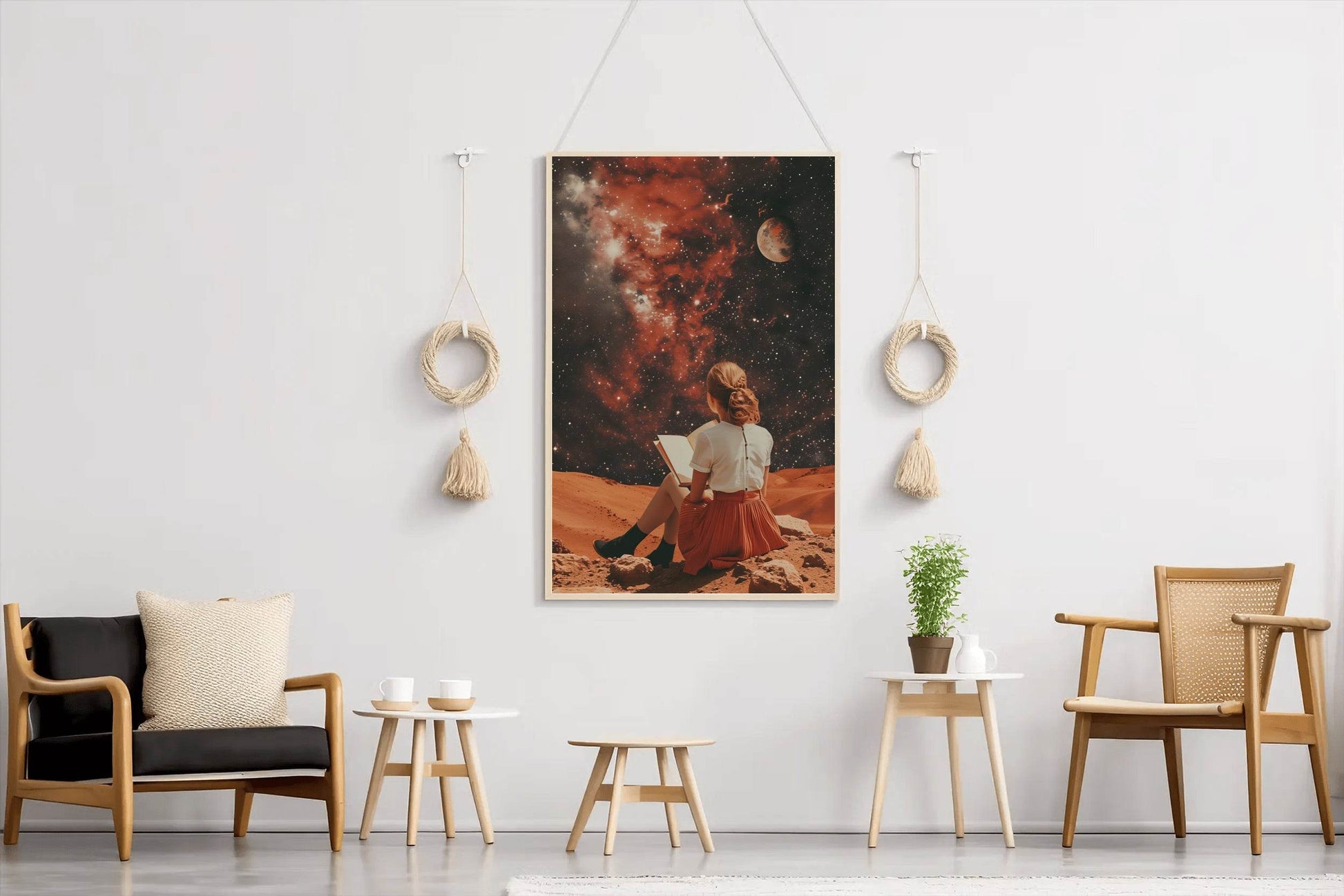 Girl Holding A Book in Space Wall Art - beink online art store