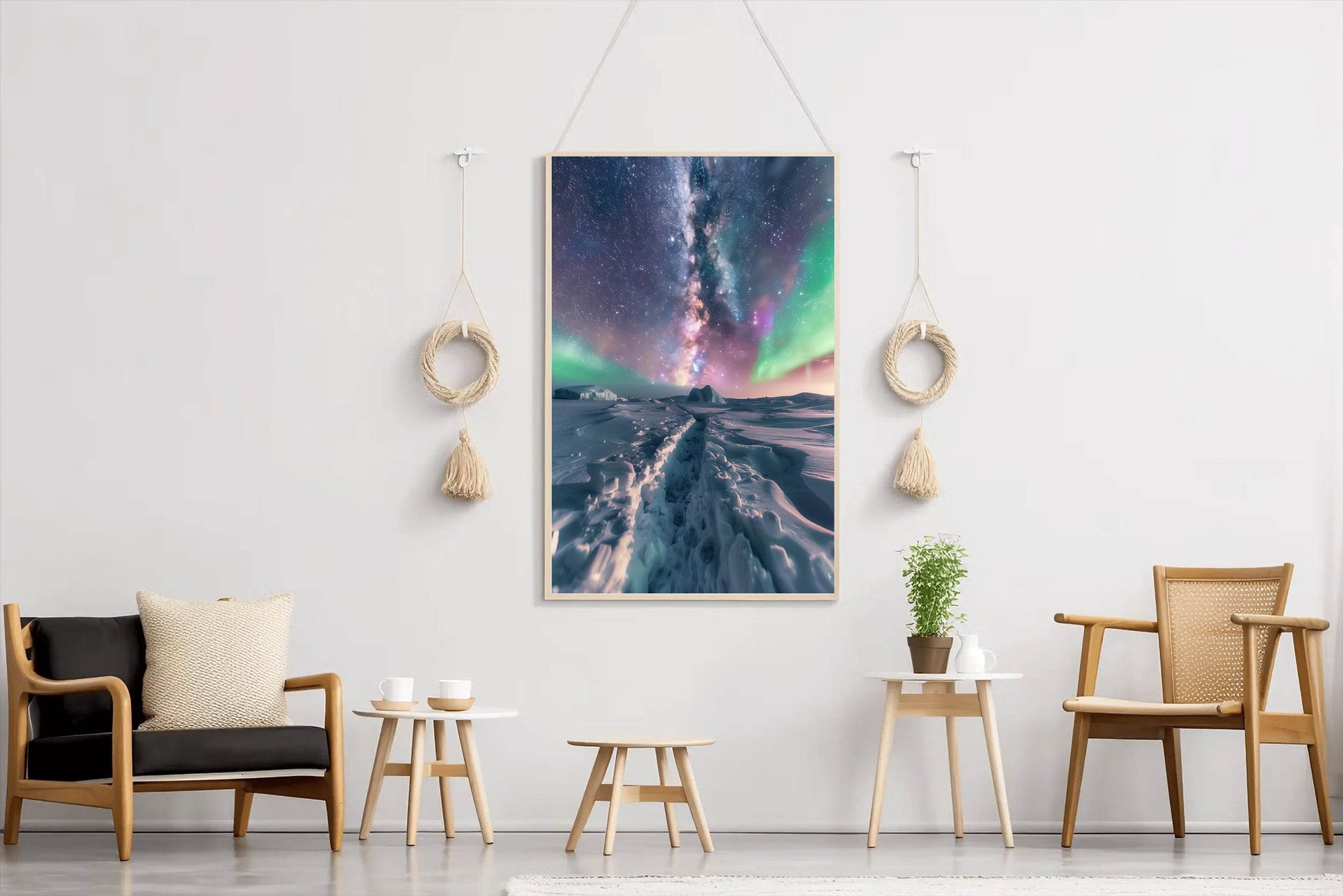 Northern lights in the Sky Over Snow Wall Art - beink online art store