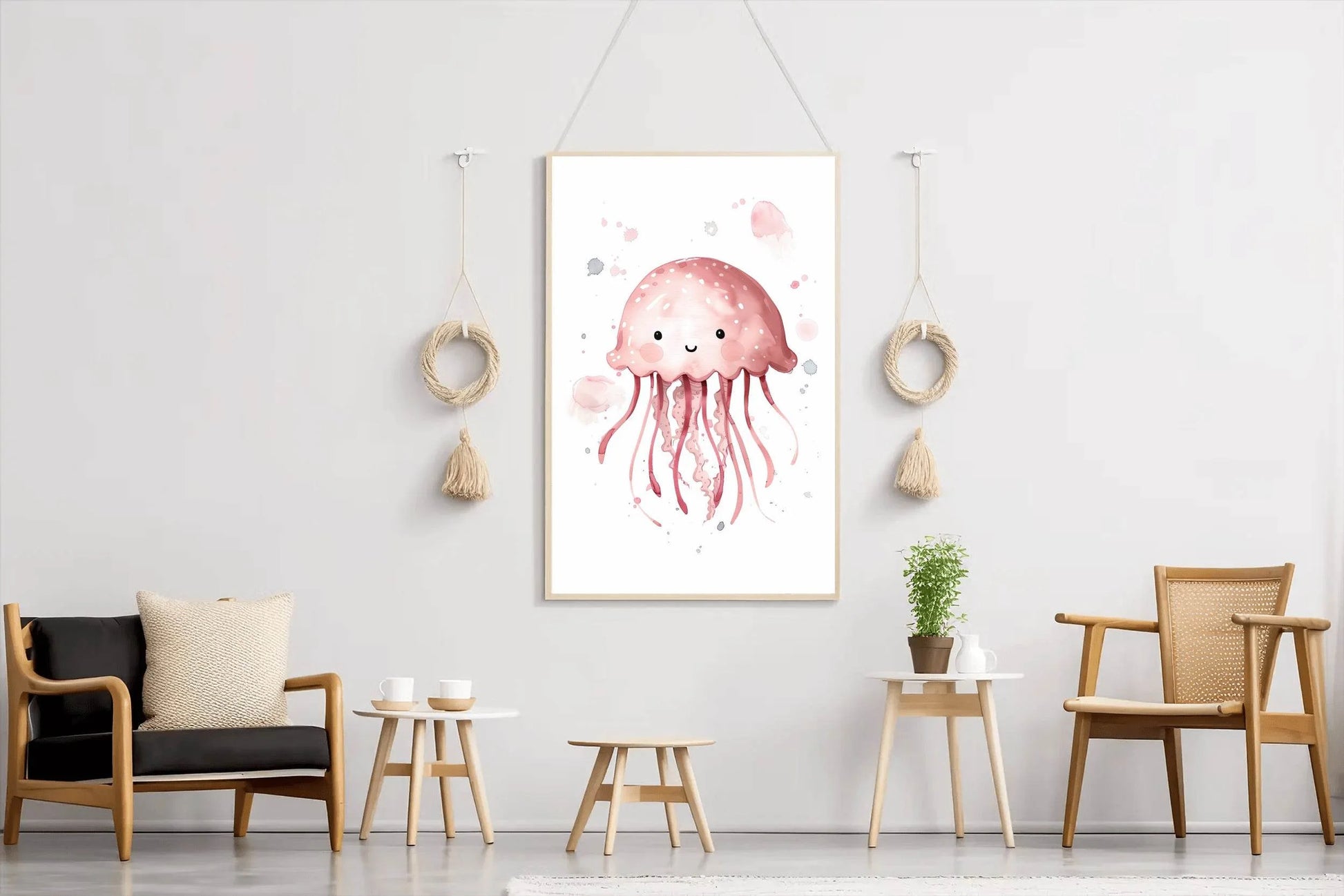Pink Color Painting of an Octopus - beink online art store