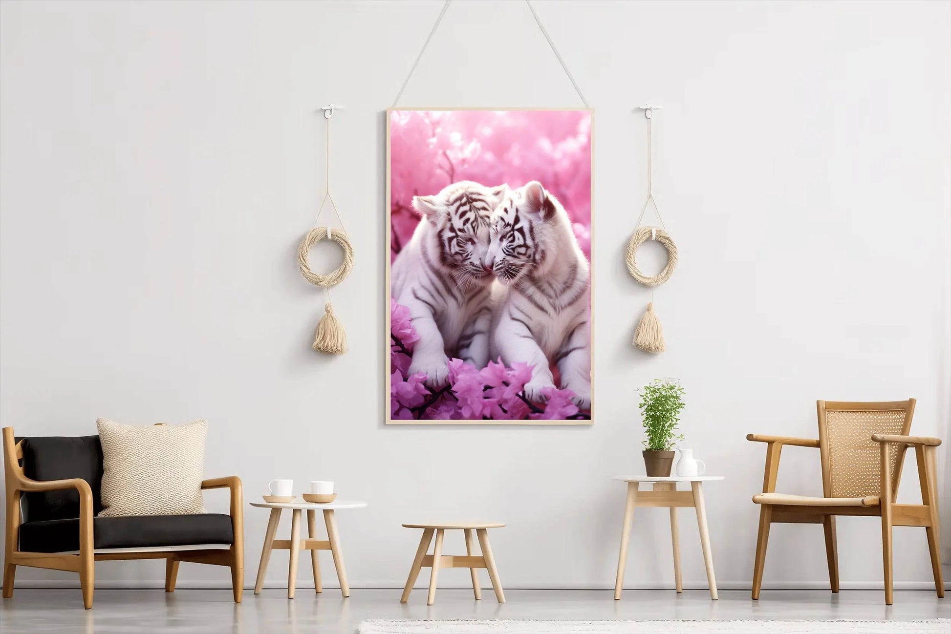 Pair of White Tiger Animal Wall Art - beink online art store