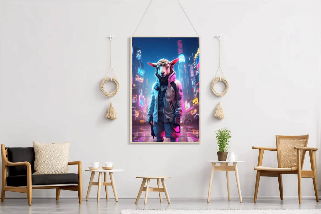 Portrait Sheep Cyberpunk Style Wall Art - beink online art store