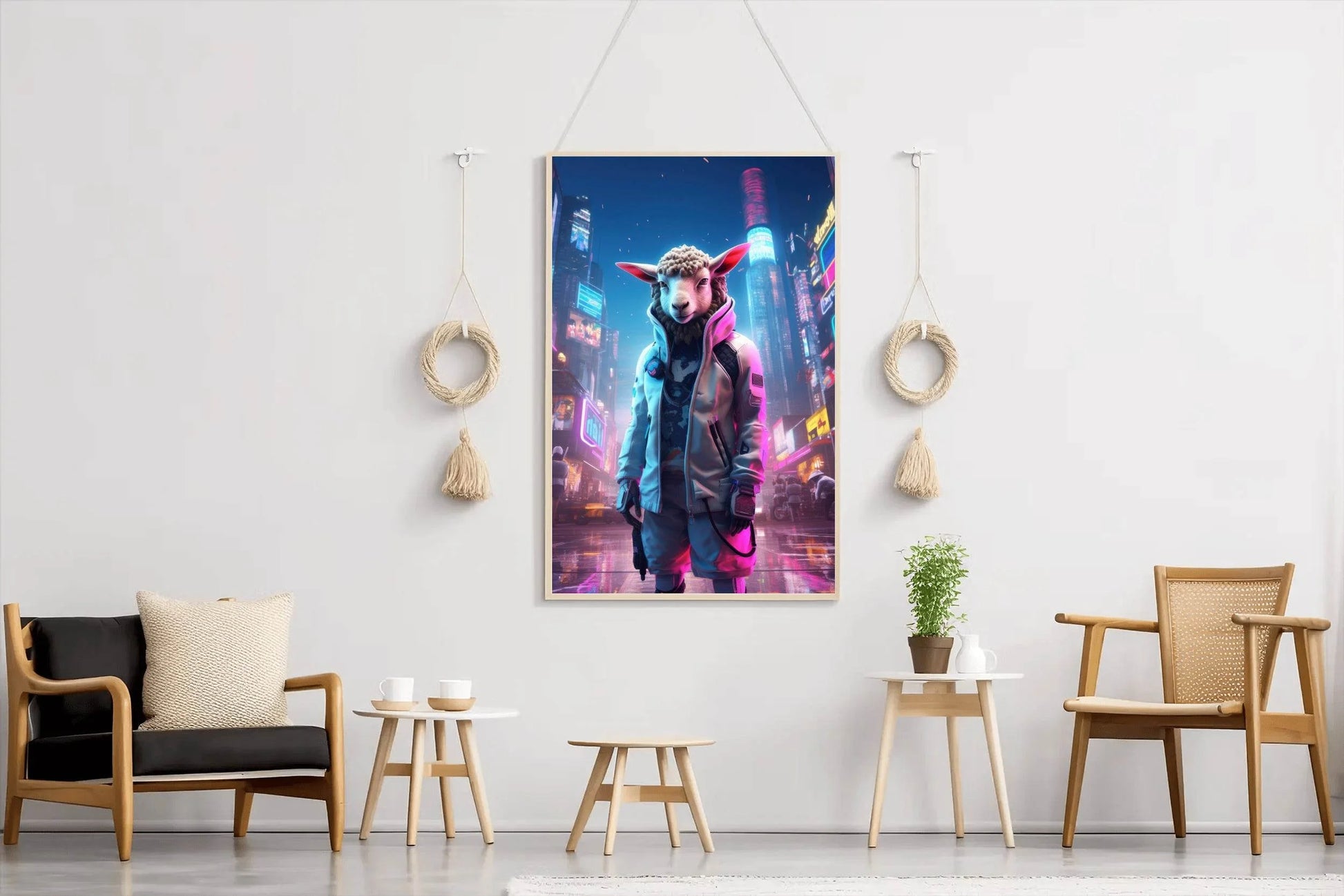 Portrait Sheep Cyberpunk Style Wall Art - beink online art store