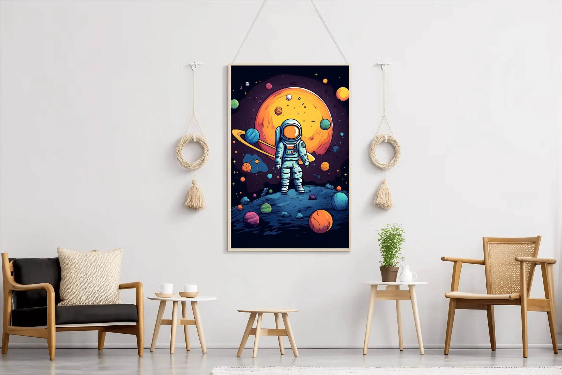 Cartoonish Illustration of Astronaut in Space - beink online art store
