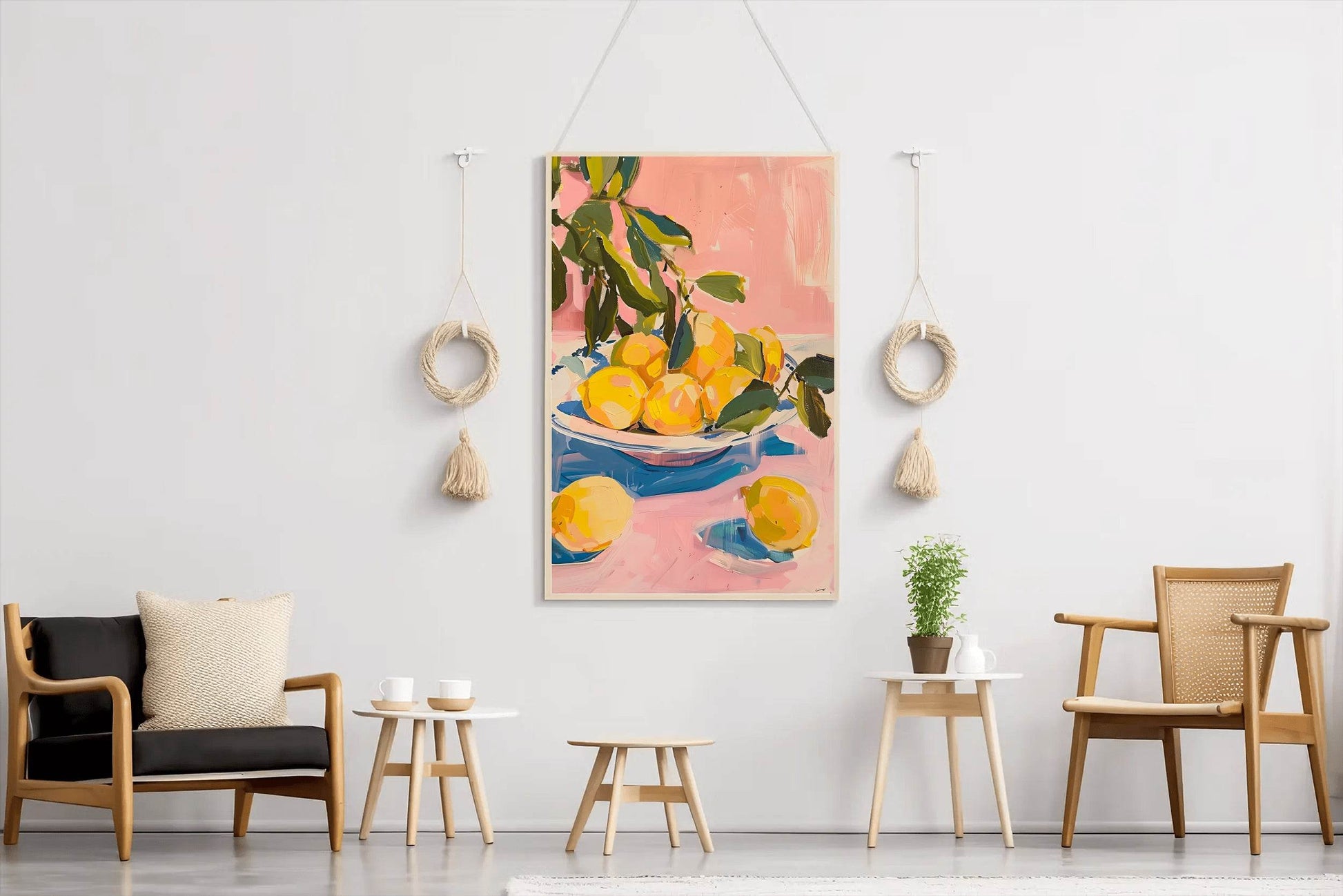 Freshly Picked Lemons on a Plate Wall Art - beink online art store