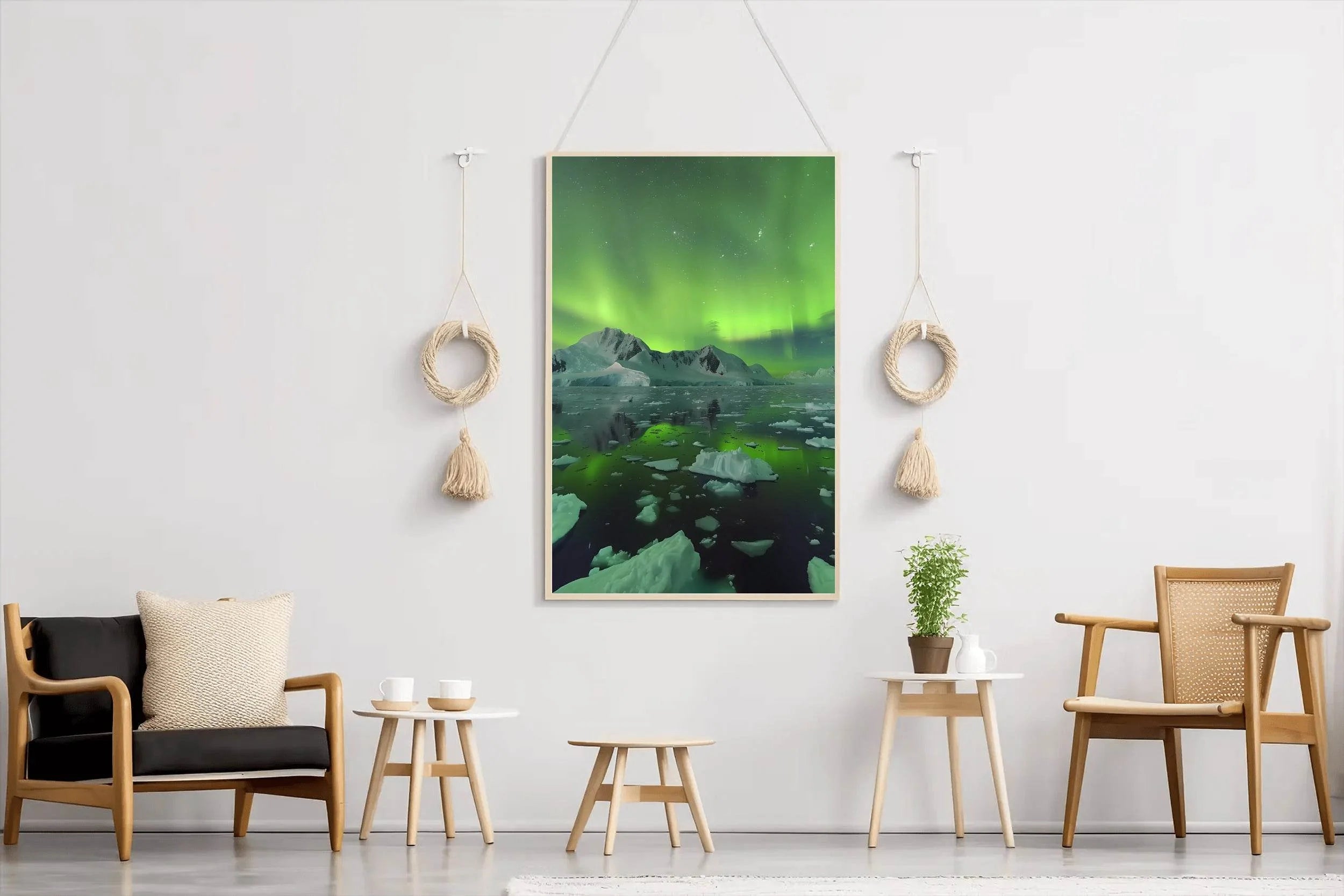 Green Northern lights with Iceberg Wall Art - beink online art store