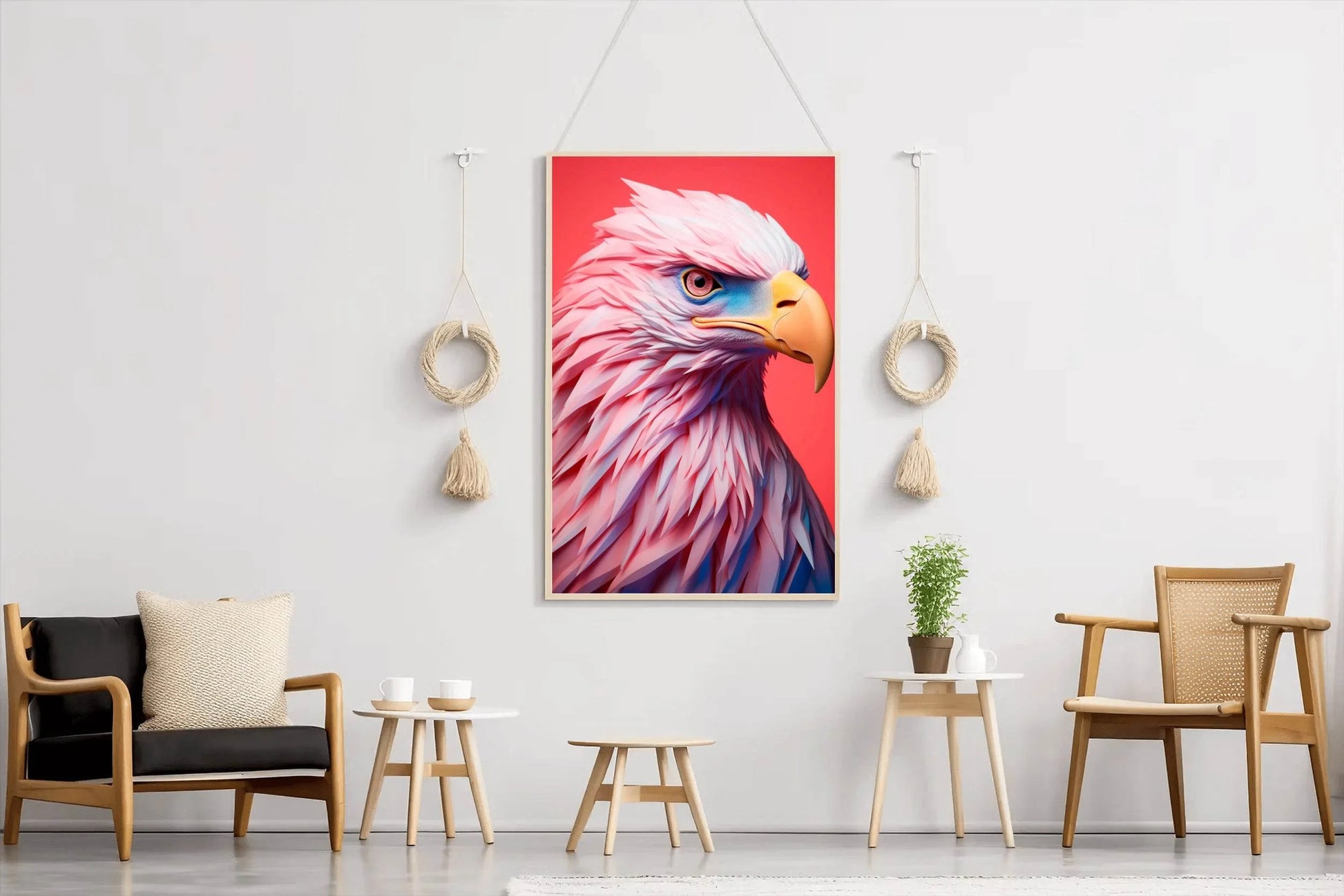 Pink and Blue Painted Eagle Bird Wall Art - beink online art store