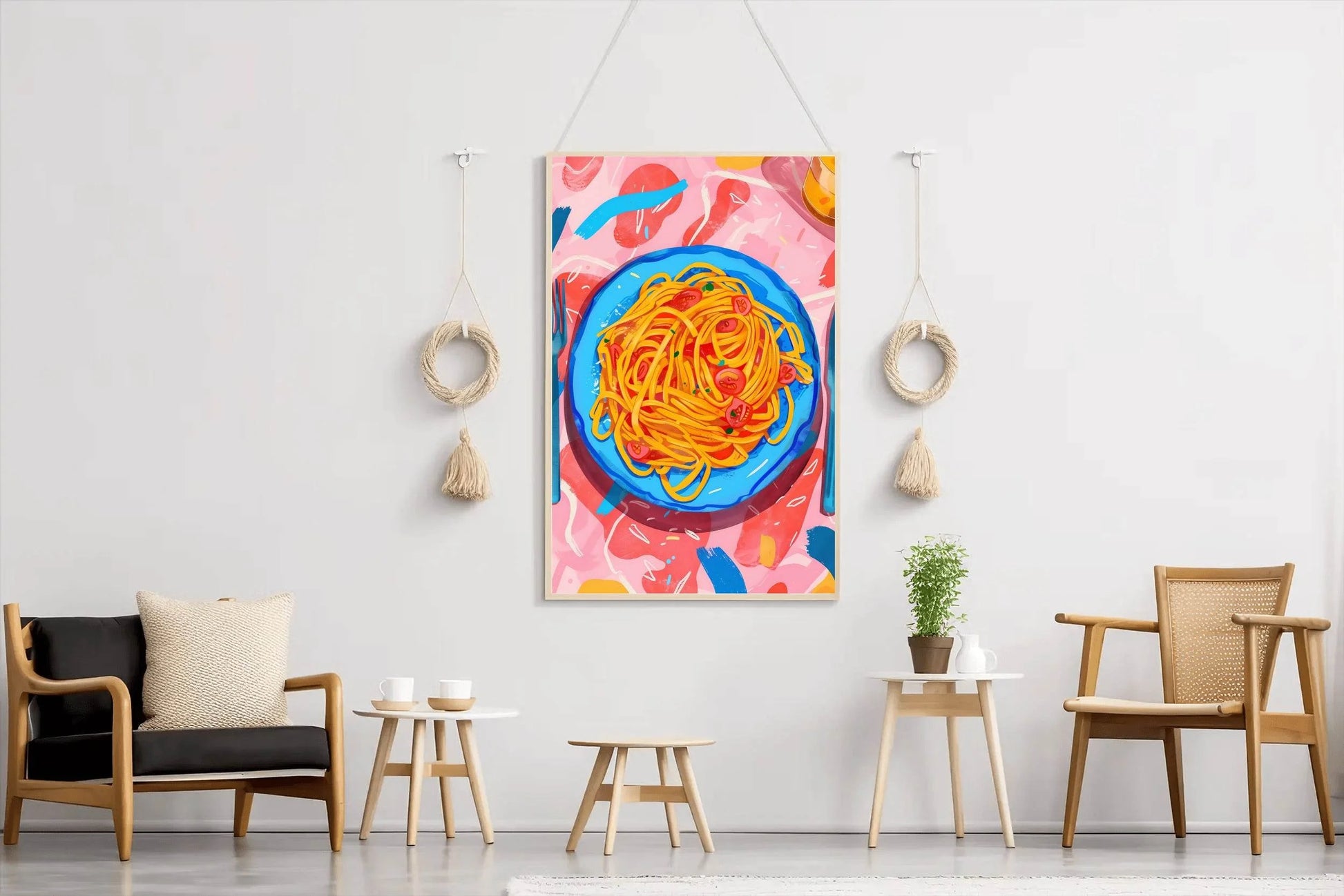 Painting Plate of Spaghetti with Tomato Sauce Wall Art - beink online art store