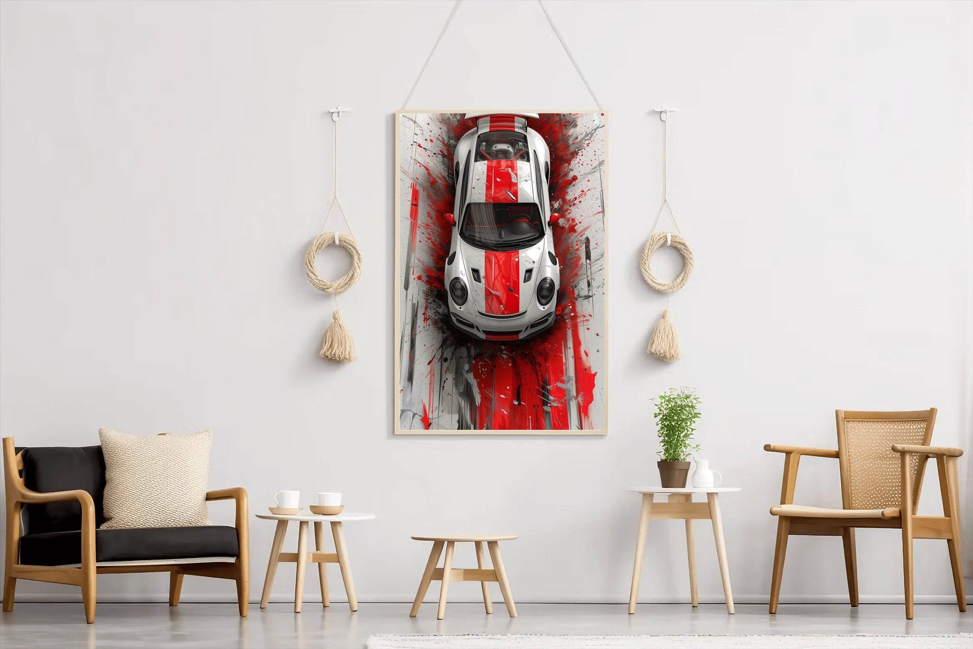 Porsche Cayman Red Line Wall Art - beink online art store